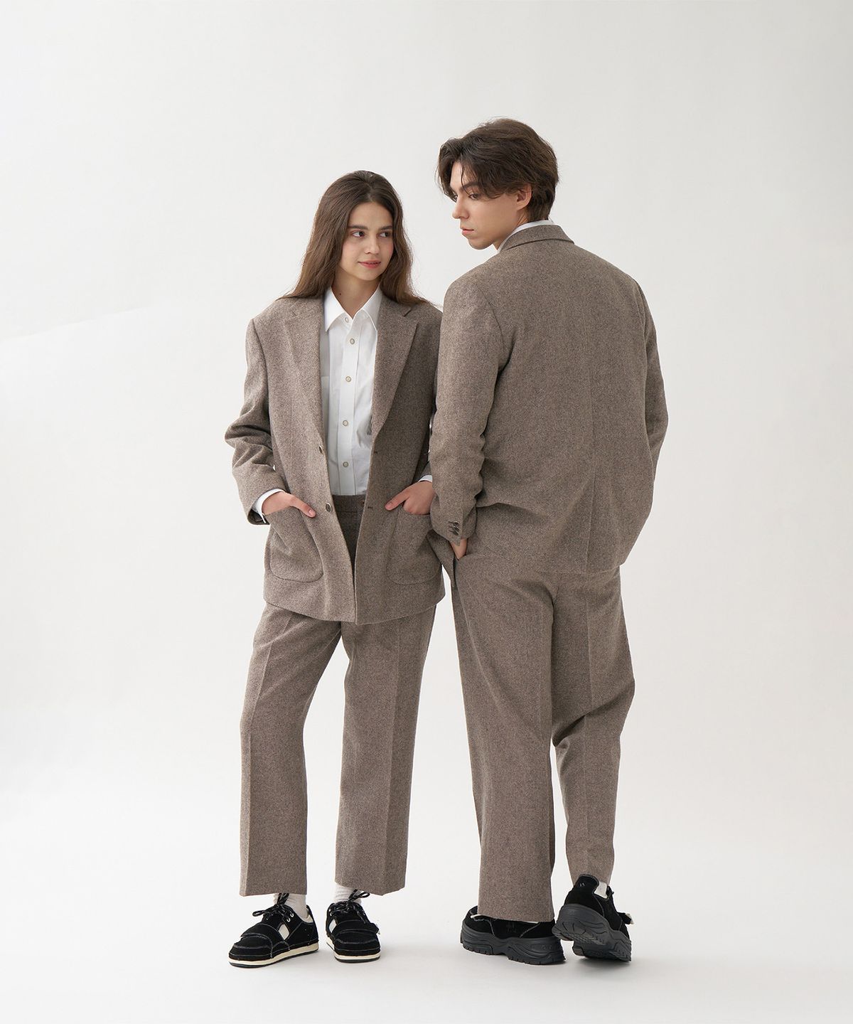 플랑 드 마룬(PLAN DE MAROON) MERINO WOOL JACKET_MELANGE BROWN