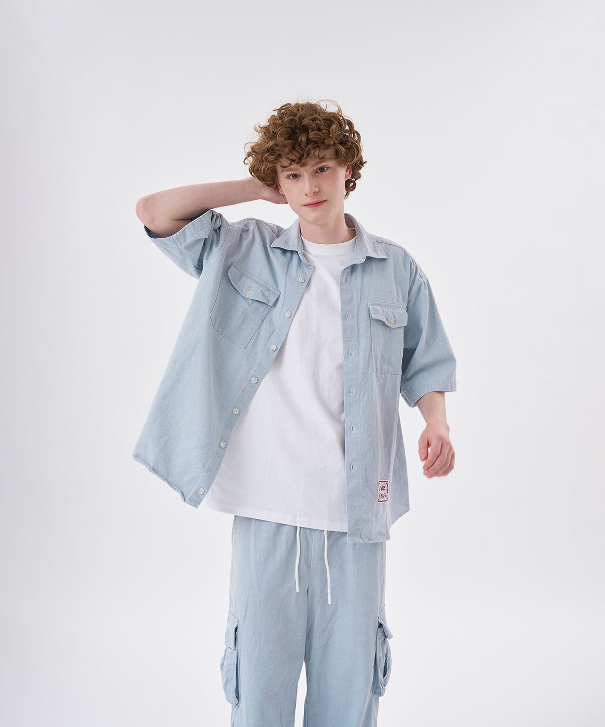 플랑 드 마룬(PLAN DE MAROON) WASHED PIGMENT SHIRT_SKY BLUE