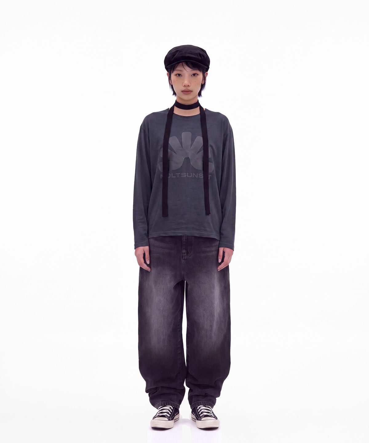 몰트선셋(MOLTSUNSET) Washed Damaged Long Sleeve - Navy