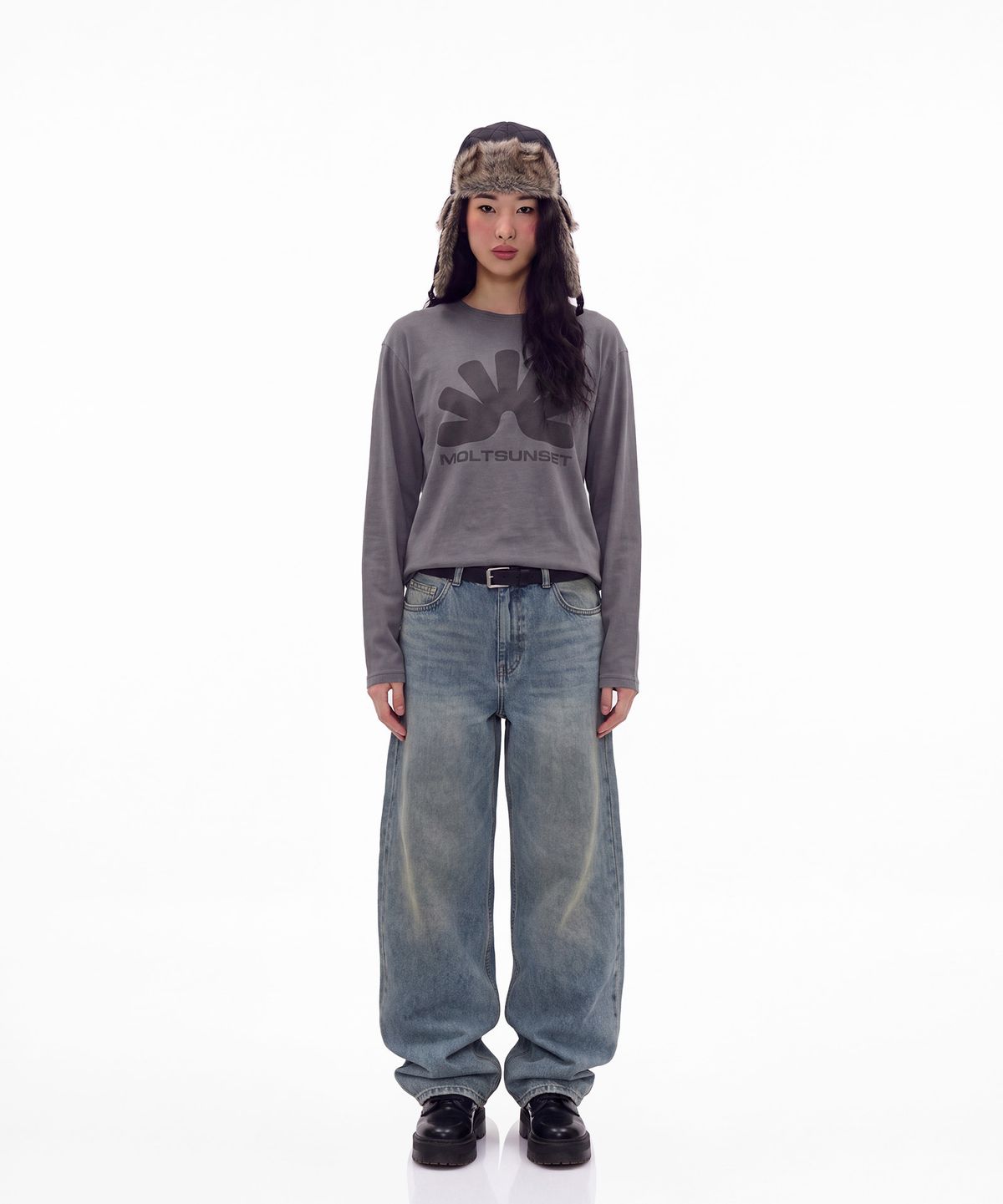 몰트선셋(MOLTSUNSET) Washed Damaged Long Sleeve - Gray