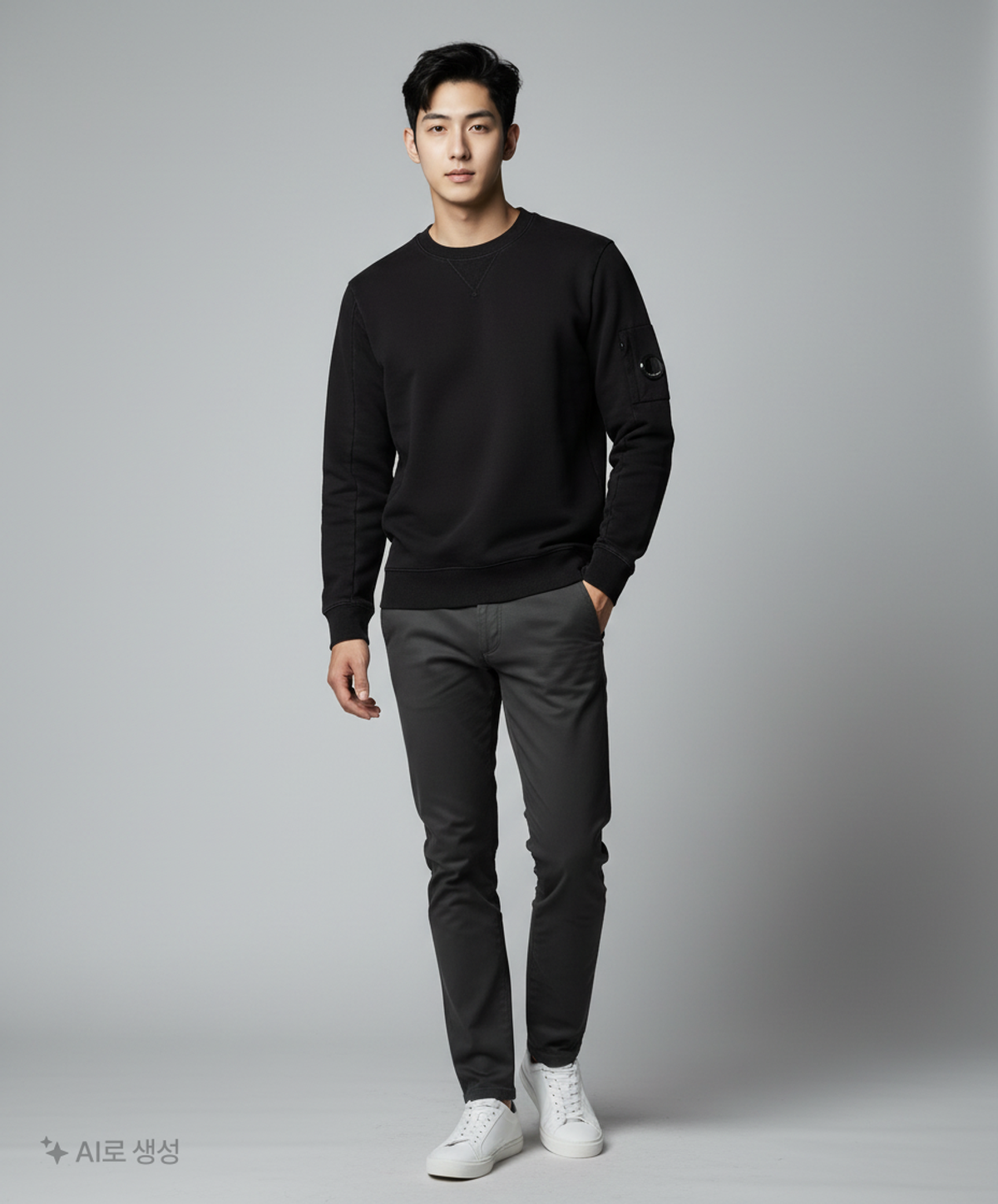 씨피 컴퍼니(CP Company) 다이고날 레이즈드 플리스 맨투맨 - 블랙 / 11CMSS055A005086W999 S