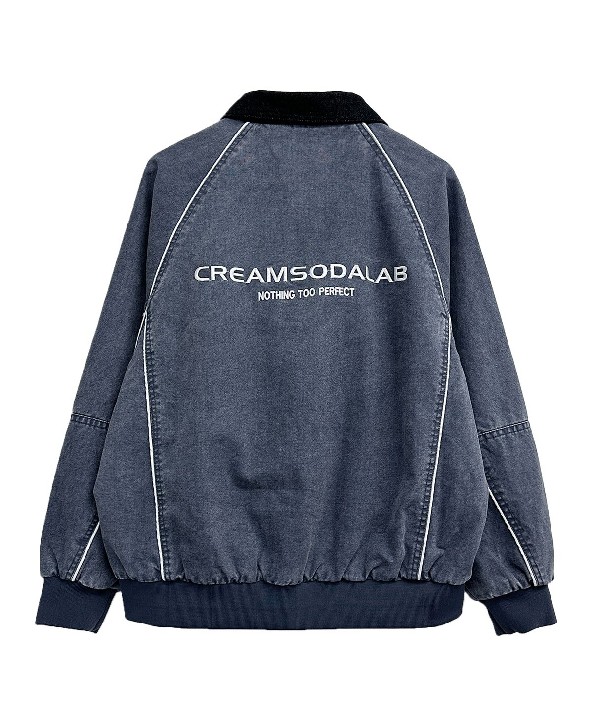 크림소다랩(CREAM SODA LAB) 파이핑 피그먼트 카라 집업 자켓 블루