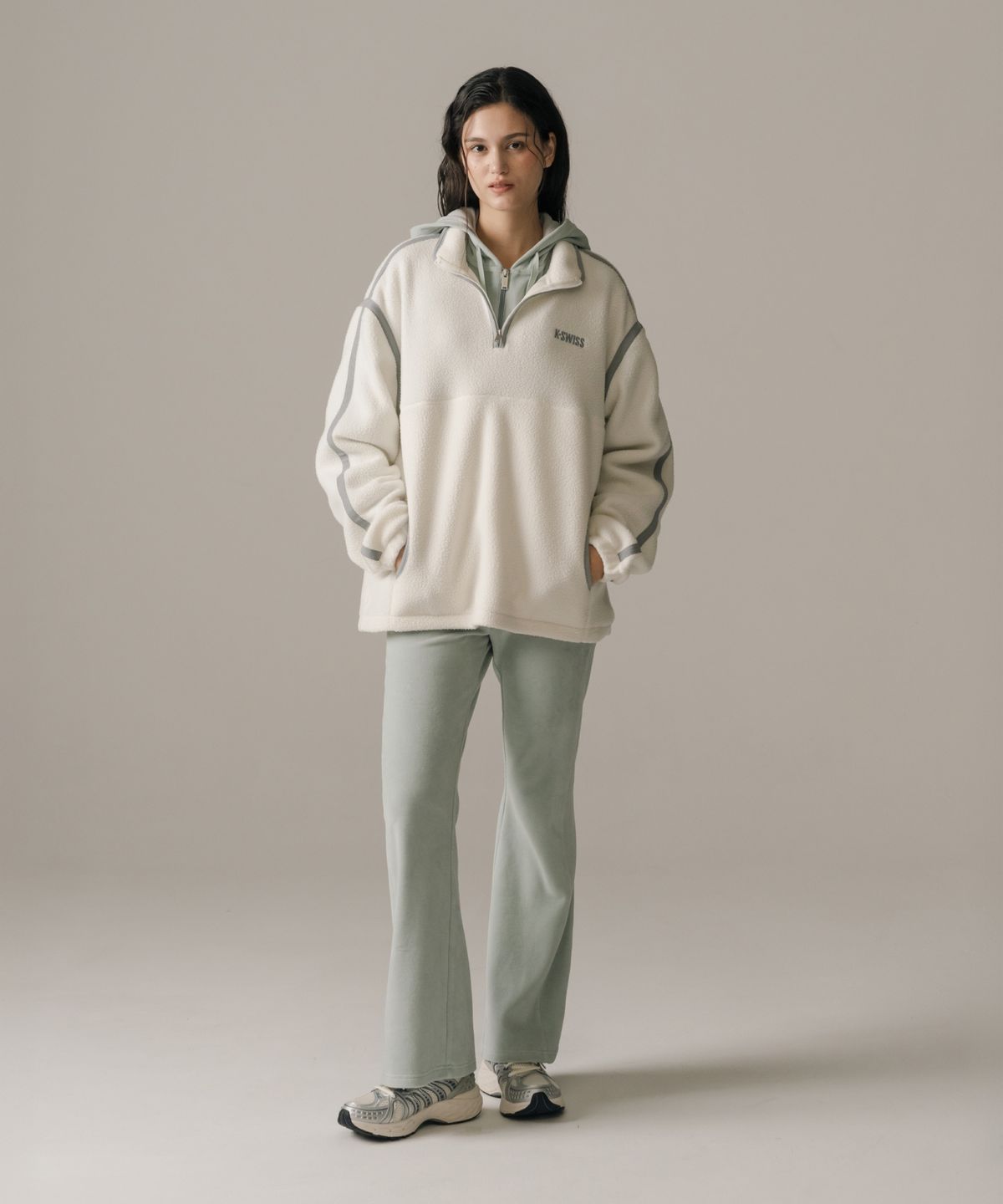 케이스위스(K-SWISS) 올코트 하프 플리스 집업_1KSTLWV901IV