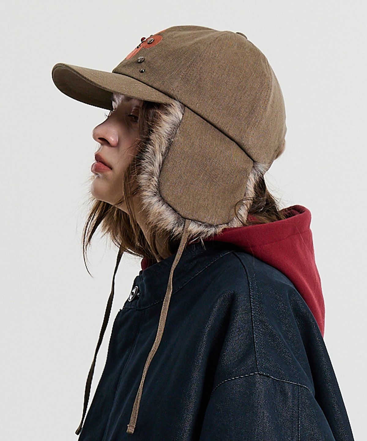 후드후드(HOODHOOD) 클로버 스터드 트루퍼 햇 브라운