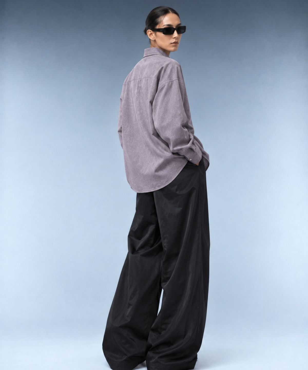 오디너리피플(ORDINARY PEOPLE) RE Raw Sculpted Solid Wire Shirt [Purple]