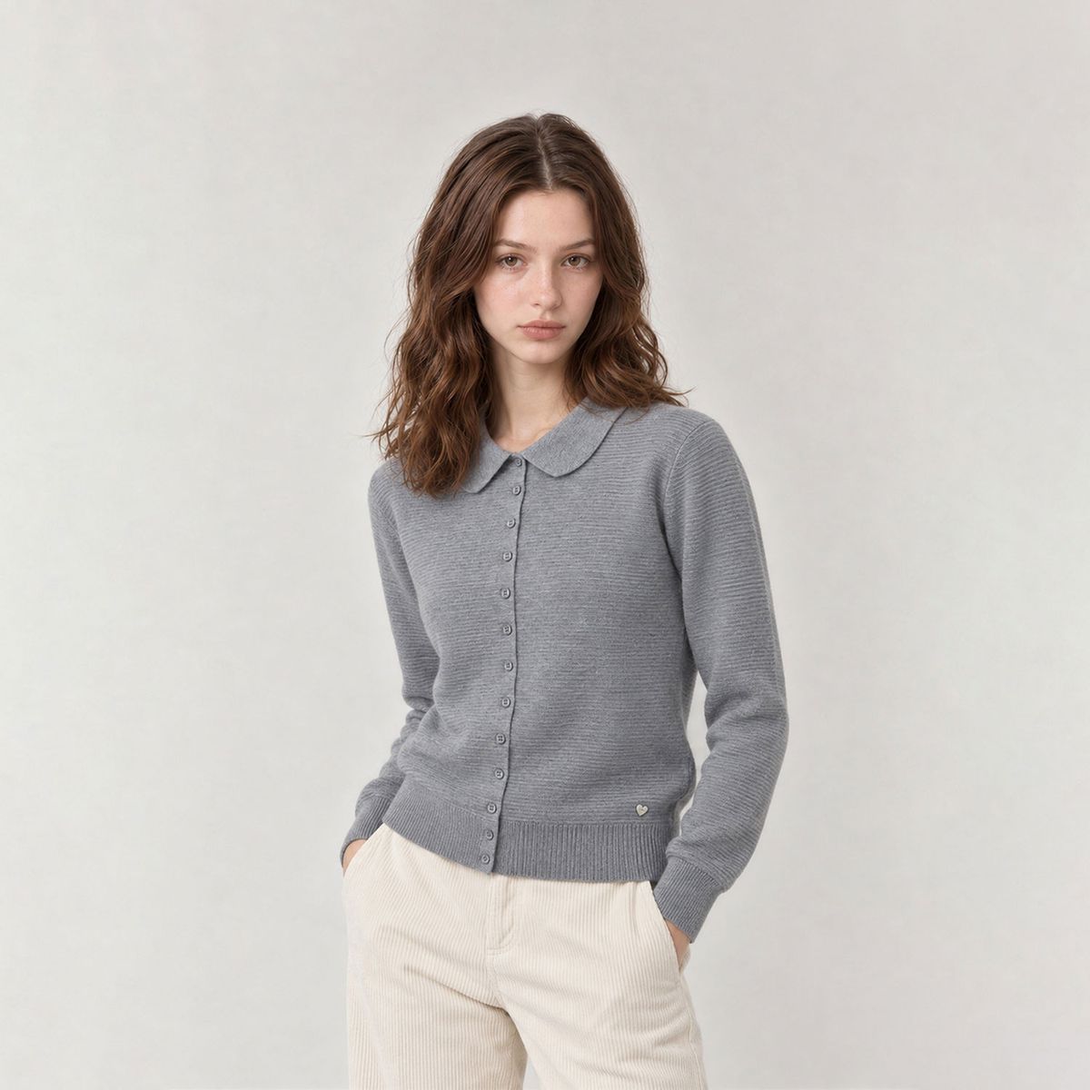마틴골프(MARTINE GOLF) Amelie Collar Knit Cardigan_GRAY