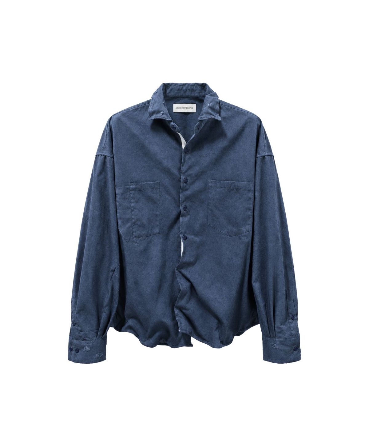 오디너리피플(ORDINARY PEOPLE) RE Raw Sculpted Solid Wire Shirt [BLUE NAVY]