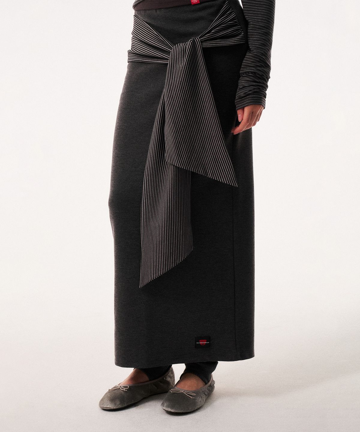 레코딩하우스(RECORDINGHOUSE) [W] REC SLIT LONG SKIRT [CHARCOAL]