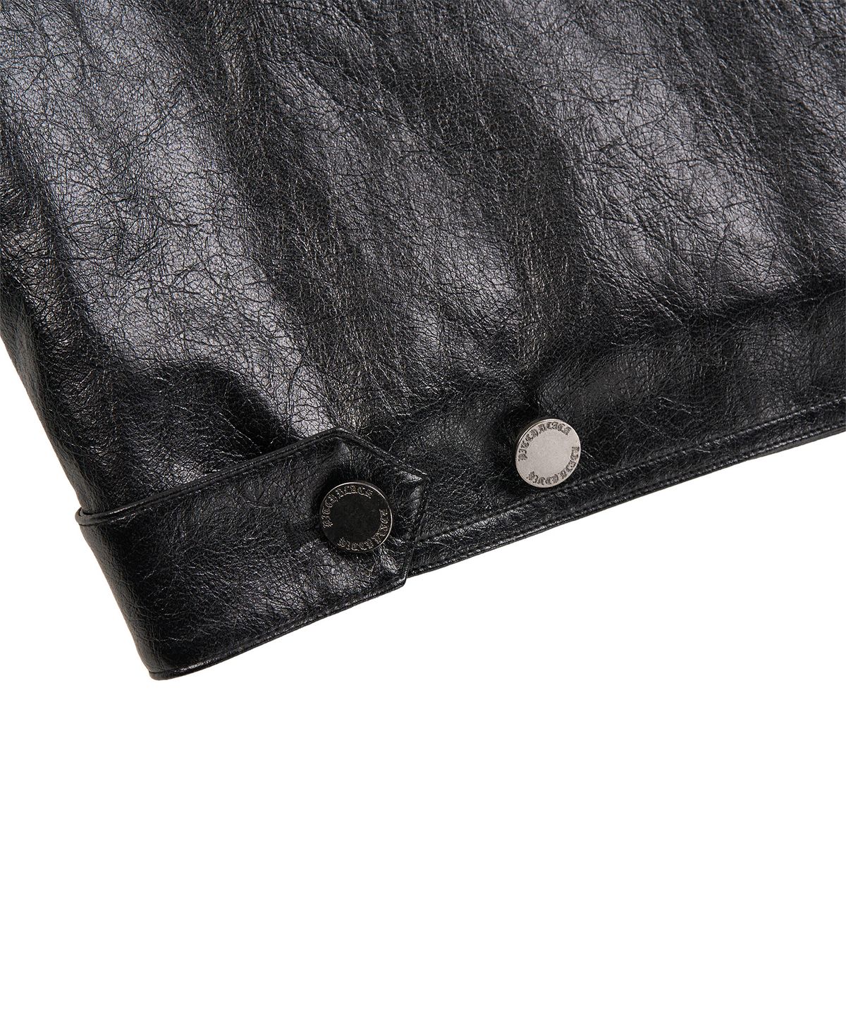피치블랙(PITCHBLACK) LEATHER HOOK-DETAIL FUR MUSTANG JACKET (BLACK)