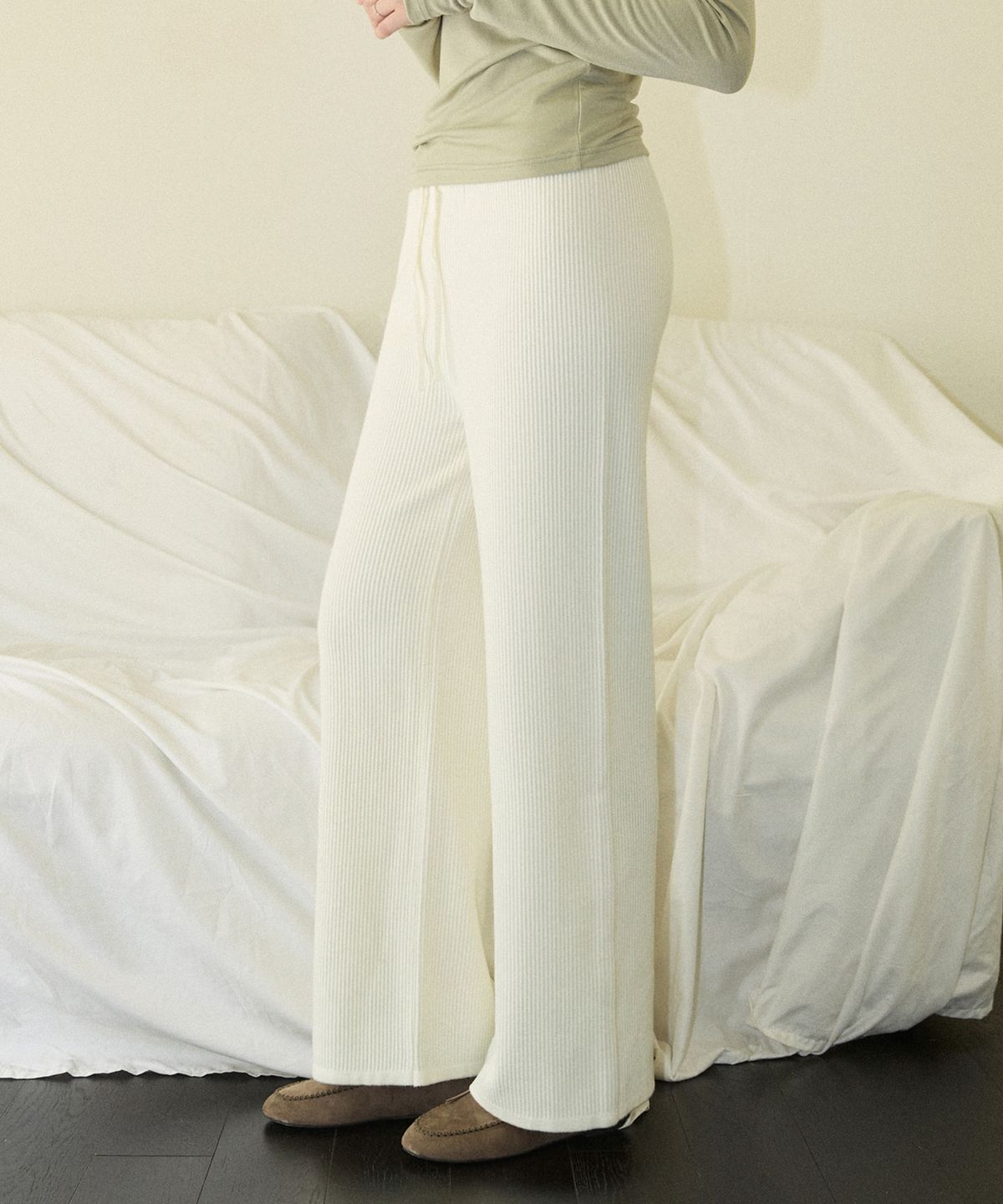 어다울(ADAUL) Comfort knit banding pants - ivory