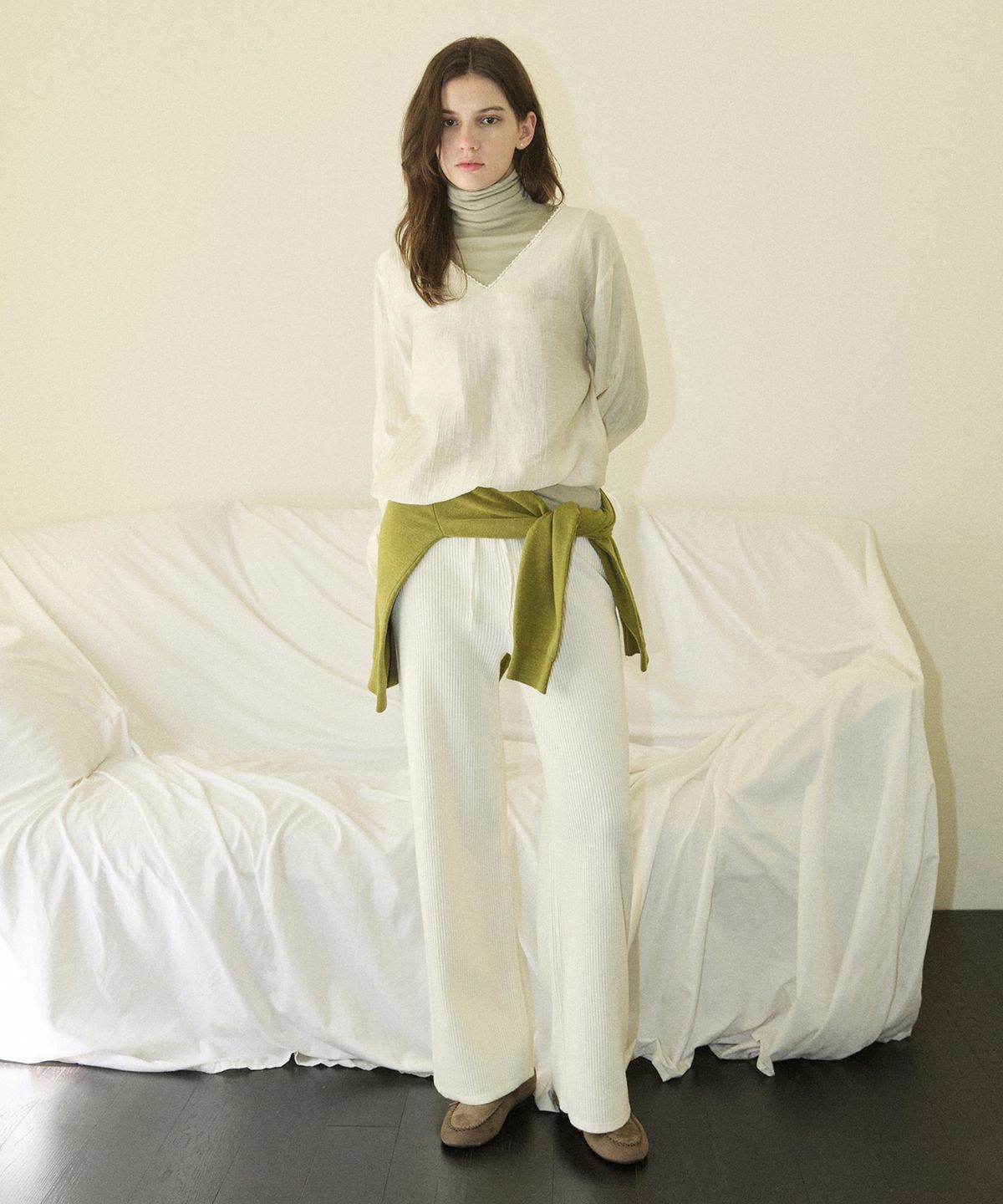어다울(ADAUL) Comfort knit banding pants - ivory