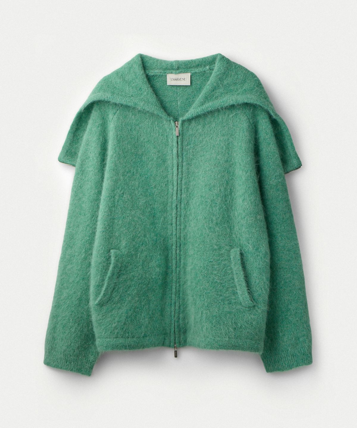 우마뭉(UMARMUNG) Alpaca convertible hood zip up jacket_Jade