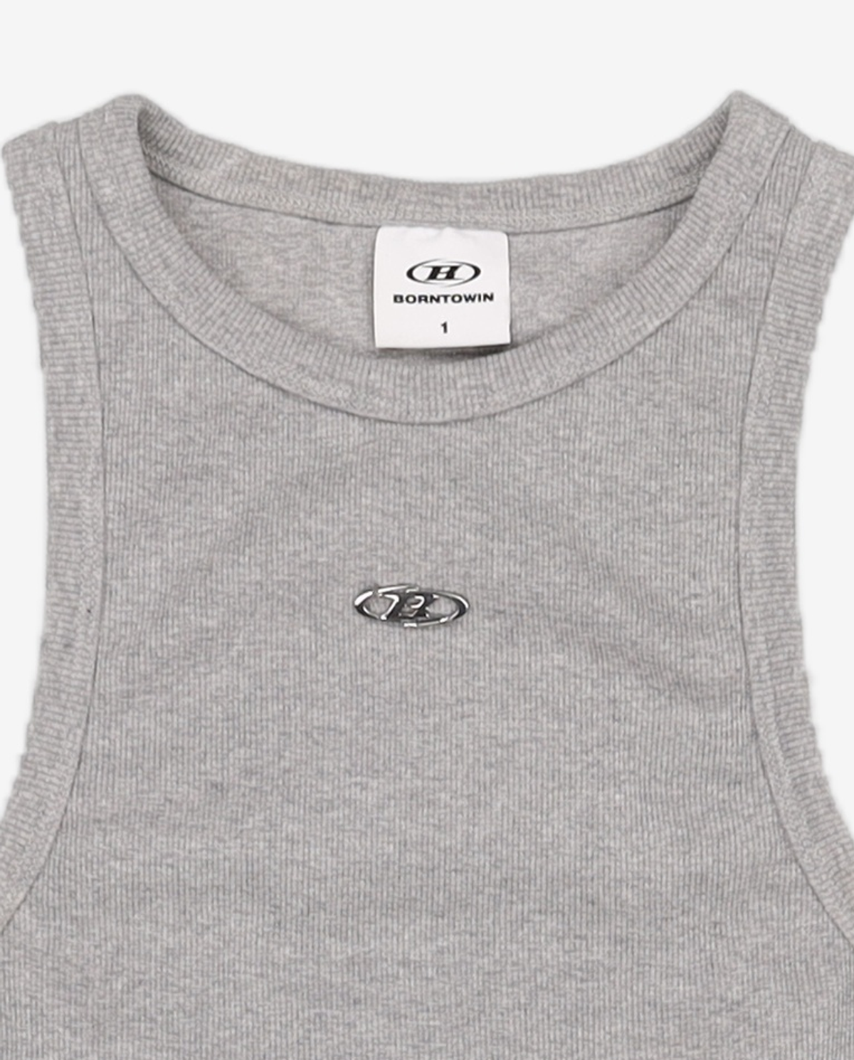 본투윈(BORN TO WIN) B PENDANT RIBBED SEMI CROP SLEEVELESS 1