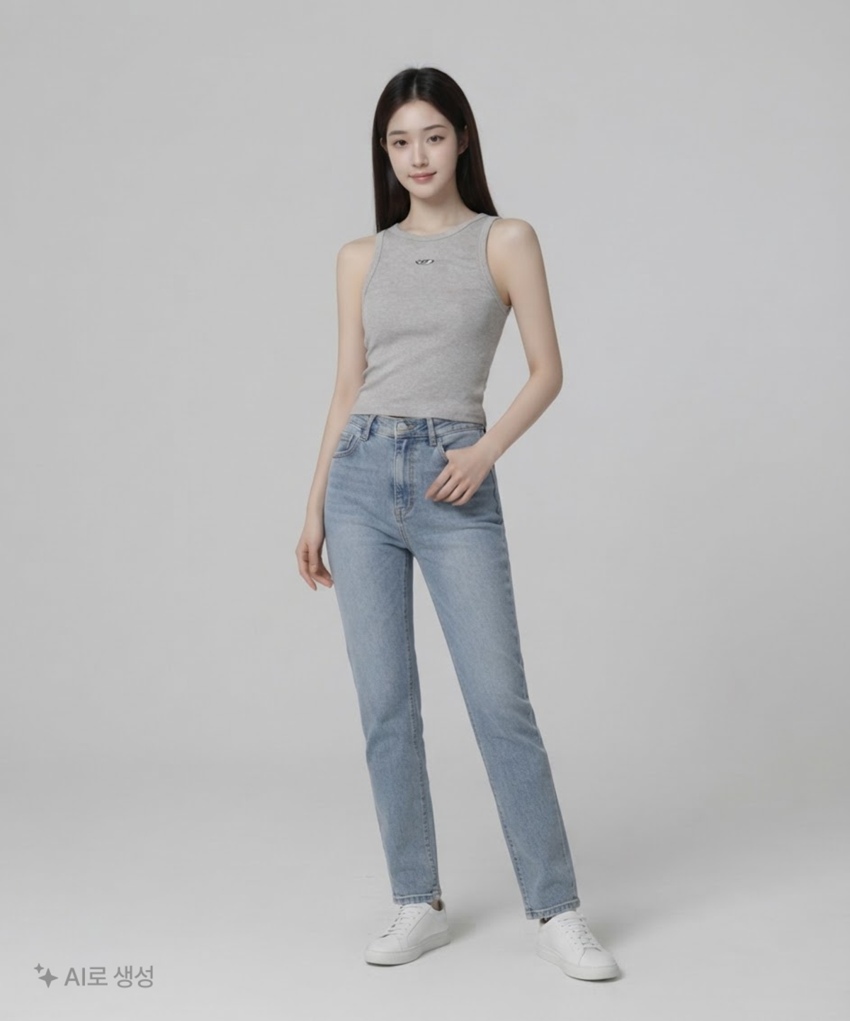 본투윈(BORN TO WIN) B PENDANT RIBBED SEMI CROP SLEEVELESS 1