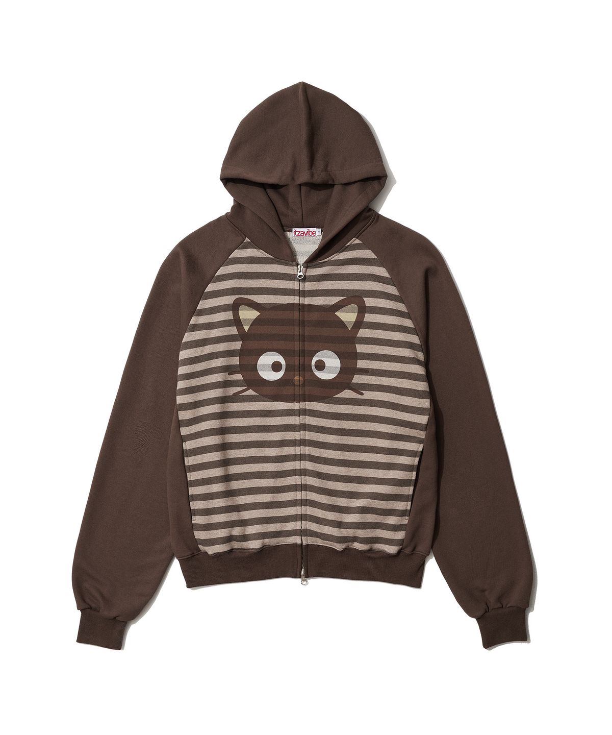 잇자바이브(ITZAVIBE) CHOCOCAT STRIPE HOODIE ZIP UP - BROWN