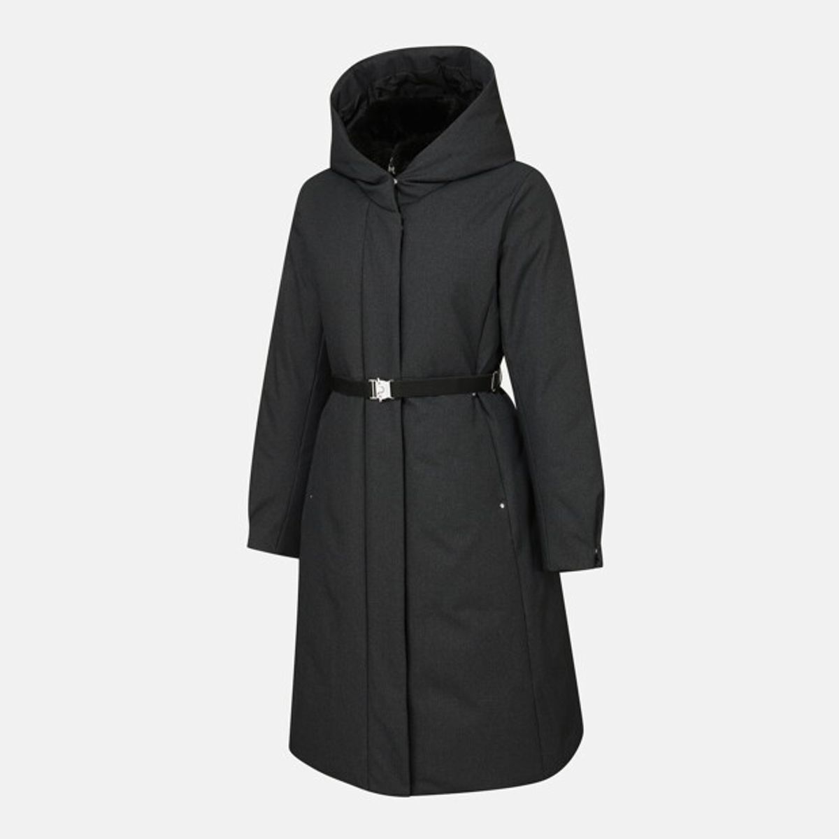 데상트(DESCENTE) 여성 숄 카라 벨트 헤비 다운 자켓 블랙 SR422SDJO2