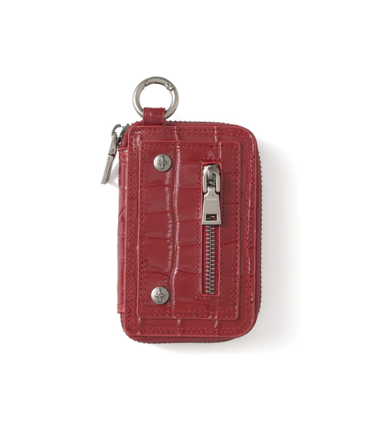 낫포너드(NOT4NERD) 4 Symbol Embossed Leather Card Wallet - Red