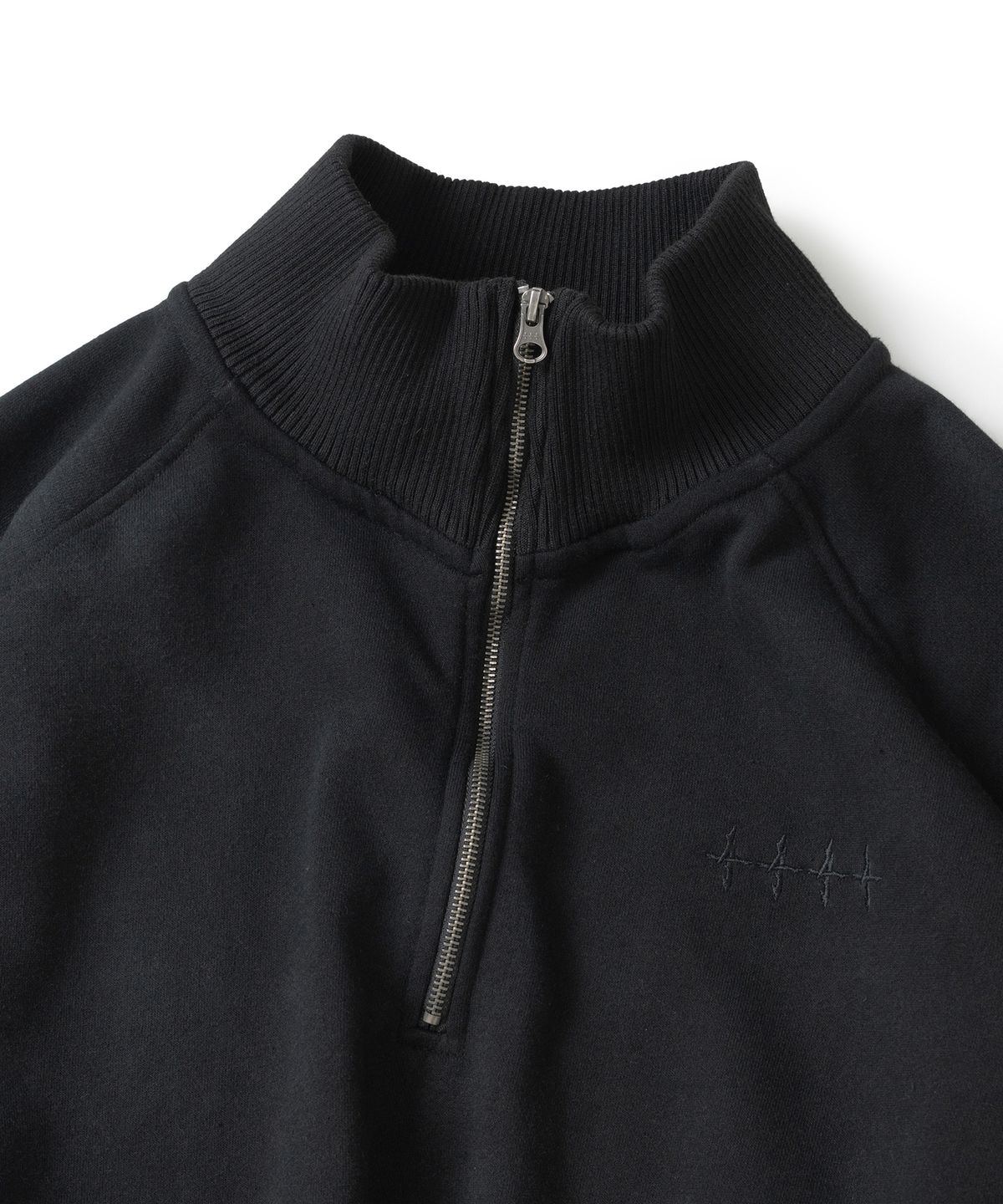 낫포너드(NOT4NERD) Elbow Patch Raglan Half Zip Up - Black