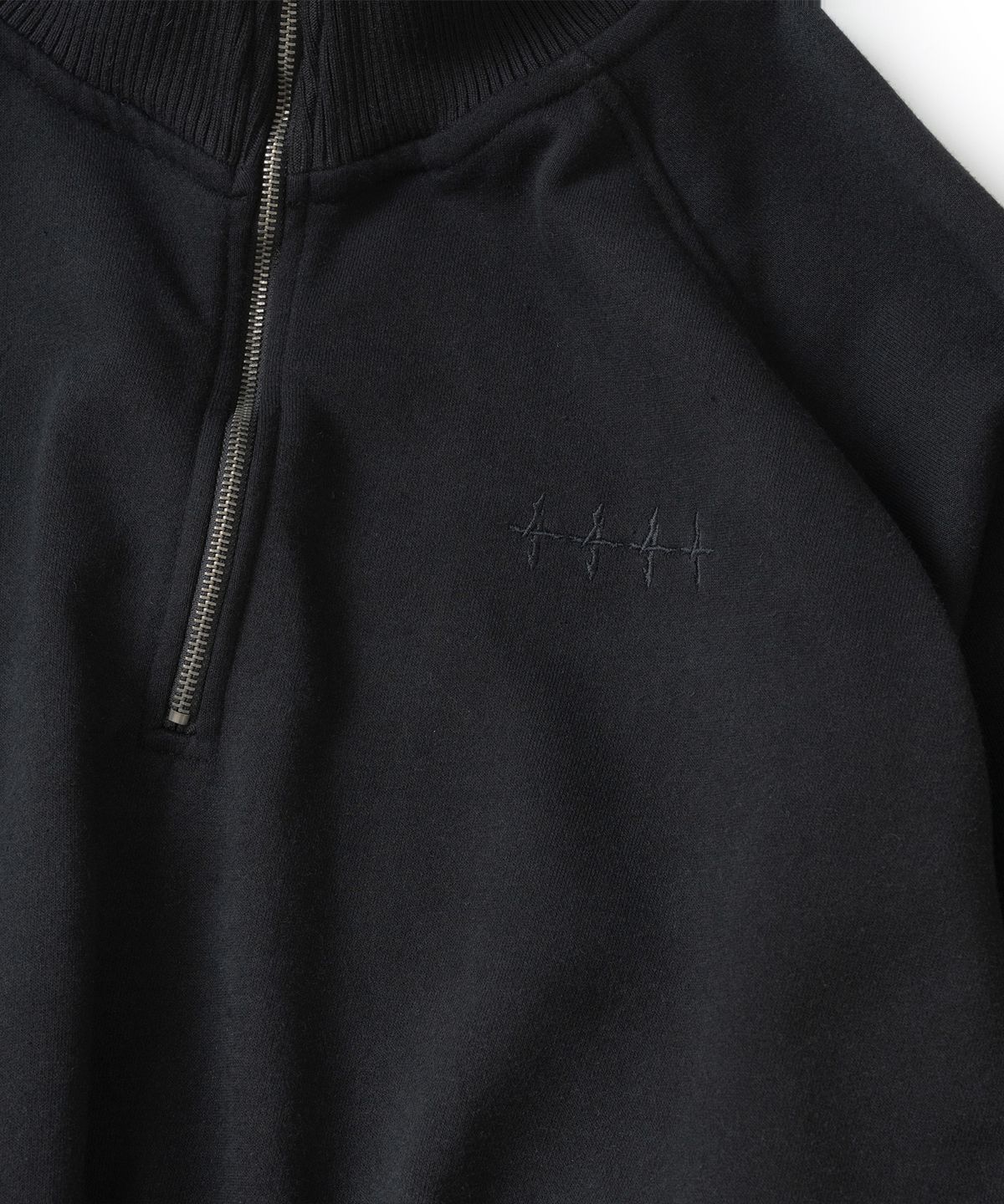 낫포너드(NOT4NERD) Elbow Patch Raglan Half Zip Up - Black