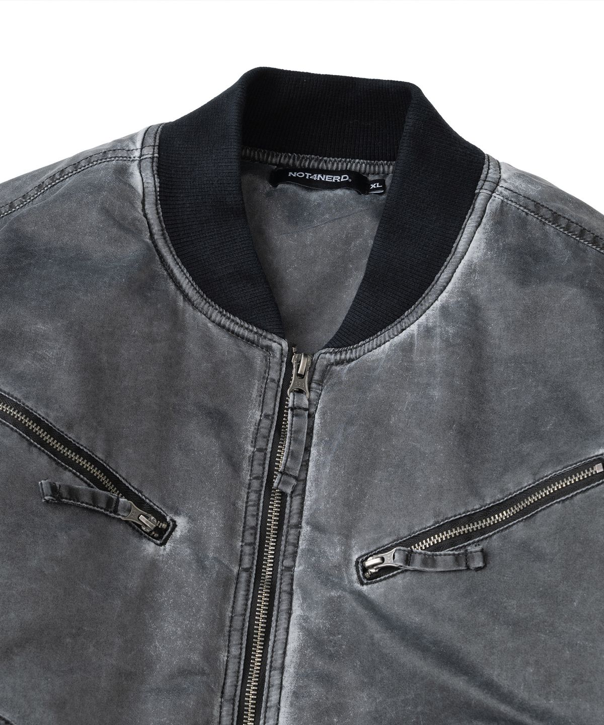 낫포너드(NOT4NERD) Raw Edge Washed MA-1 Jacket - Black