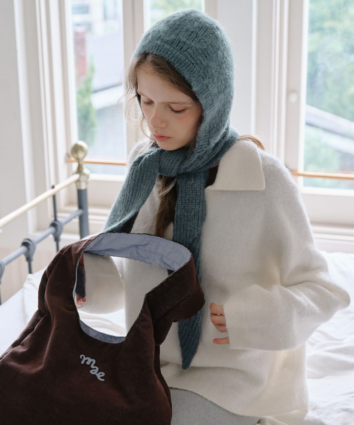 무쿠앤에보니(MUCU AND EBONY) Wool Hoodie Balaclava _ Forest Blue