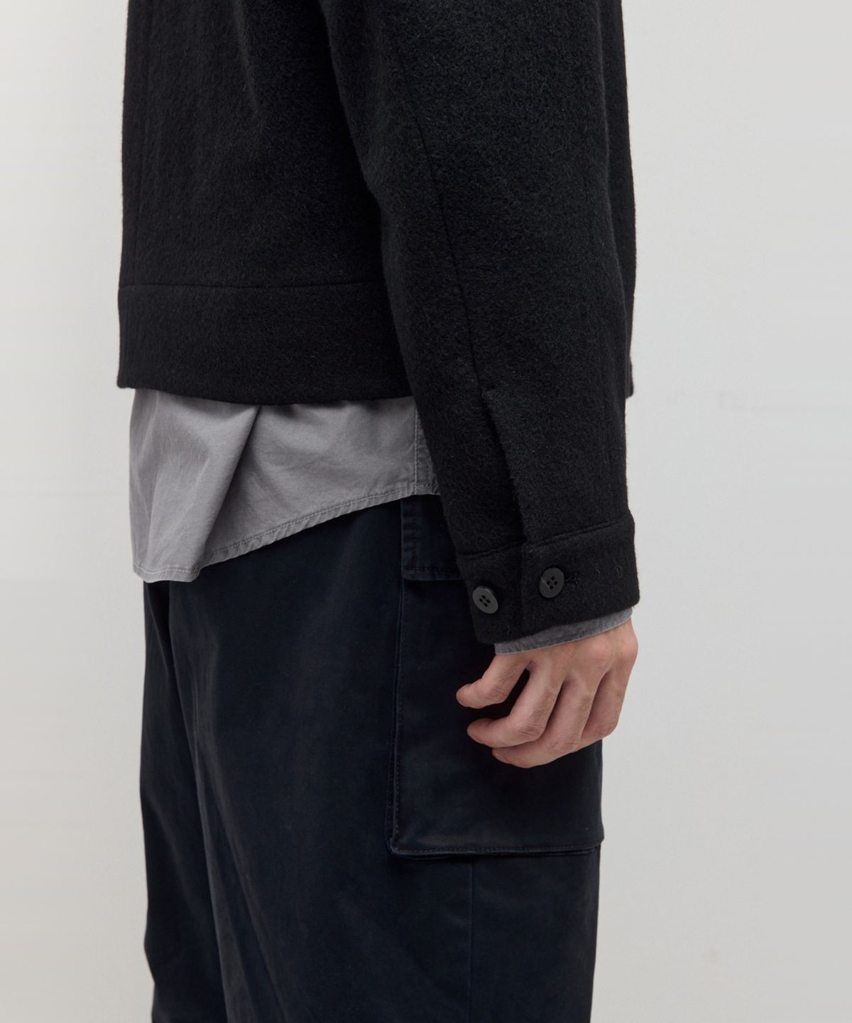 해칭룸(HATCHINGROOM) Drizzler Jacket Gauze Wool Black