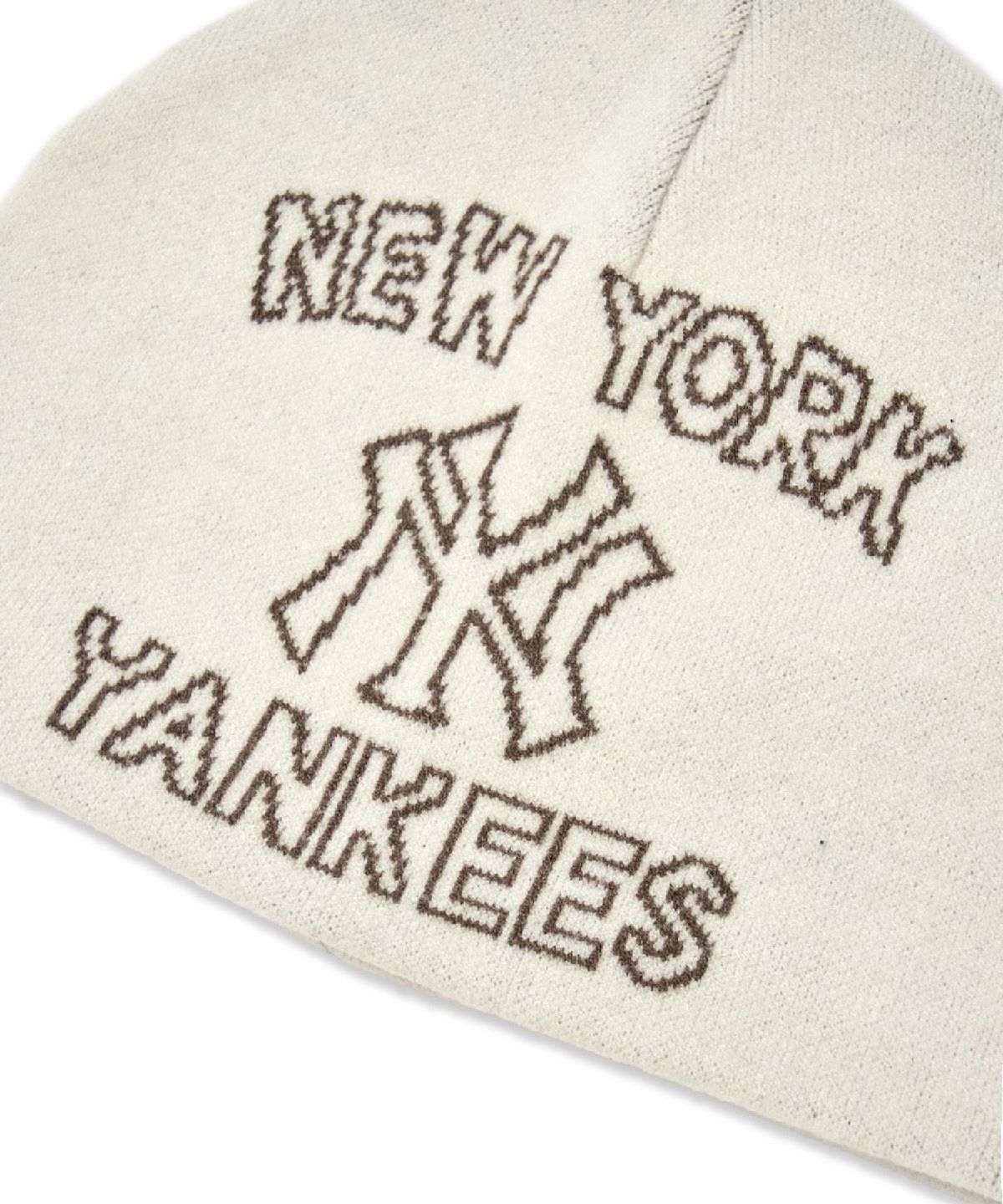 엠엘비(MLB) 고프코어 레터링 노 커프스 비니 NY (Cream)