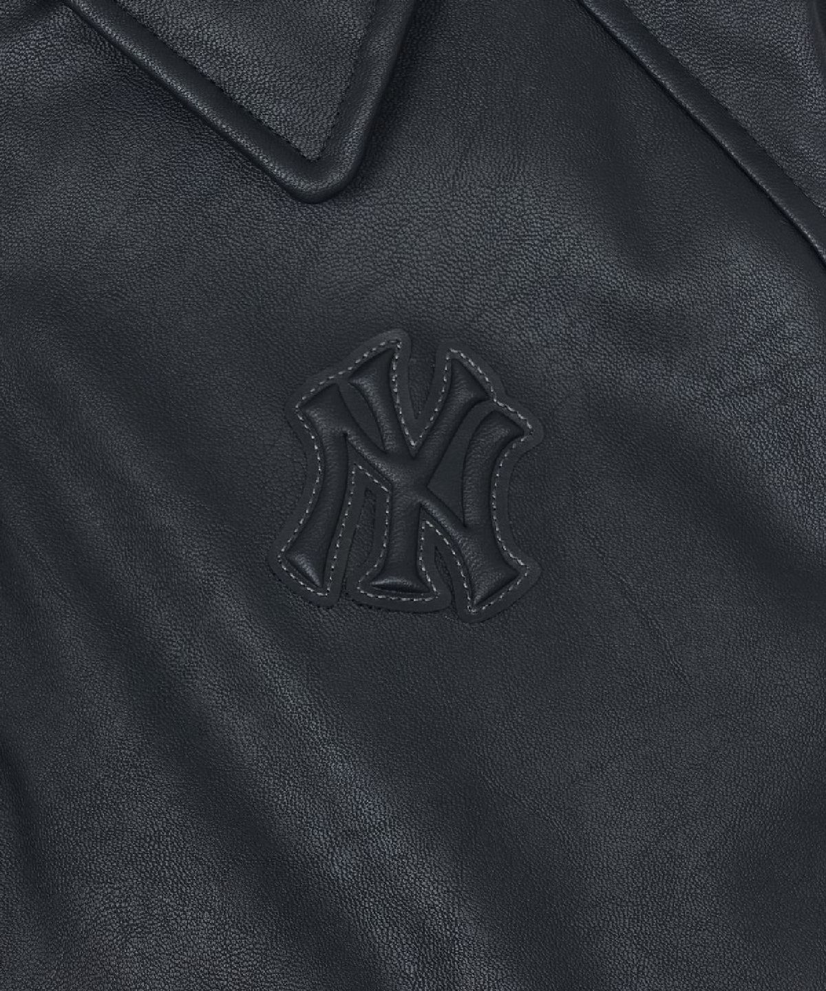엠엘비(MLB) 여성 빈티지 페이크 레더 크롭패딩 NY (Black)