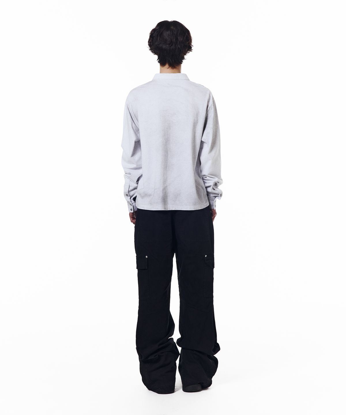 아캄(AAKAM) Washed Flare Cargo Pants (Black)