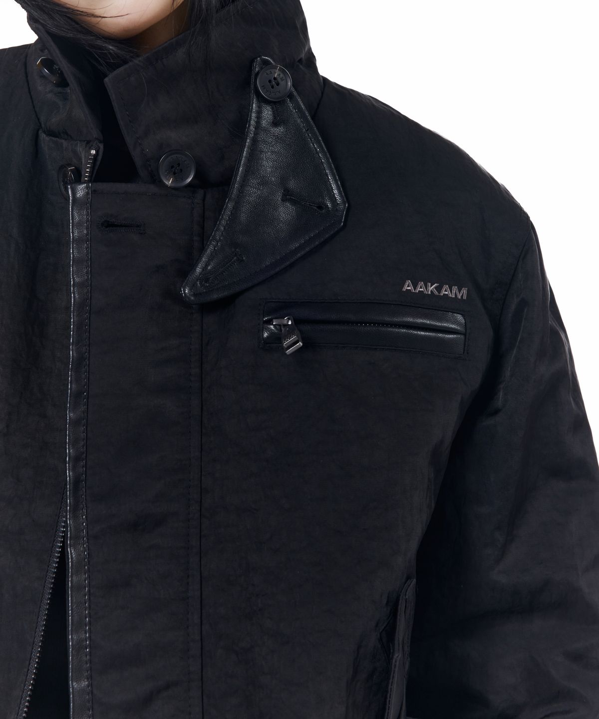 아캄(AAKAM) Tactical Leather Patch Jacket (Black)