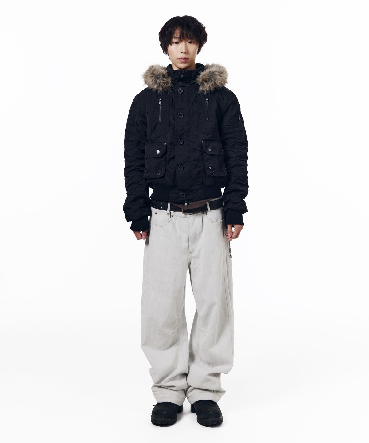 아캄(AAKAM) N2B Shirring Fur Jacket (Black)