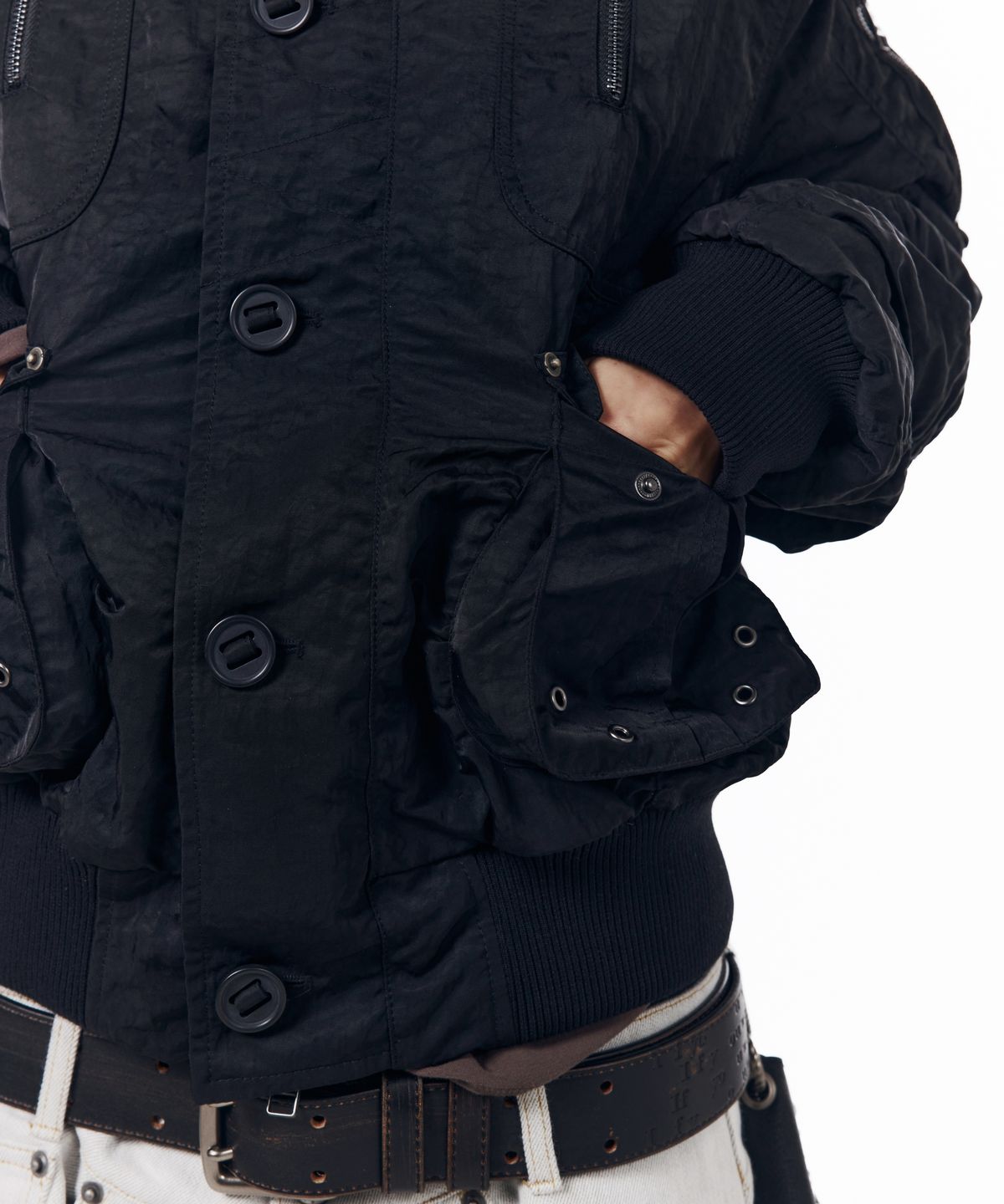 아캄(AAKAM) N2B Shirring Fur Jacket (Black)