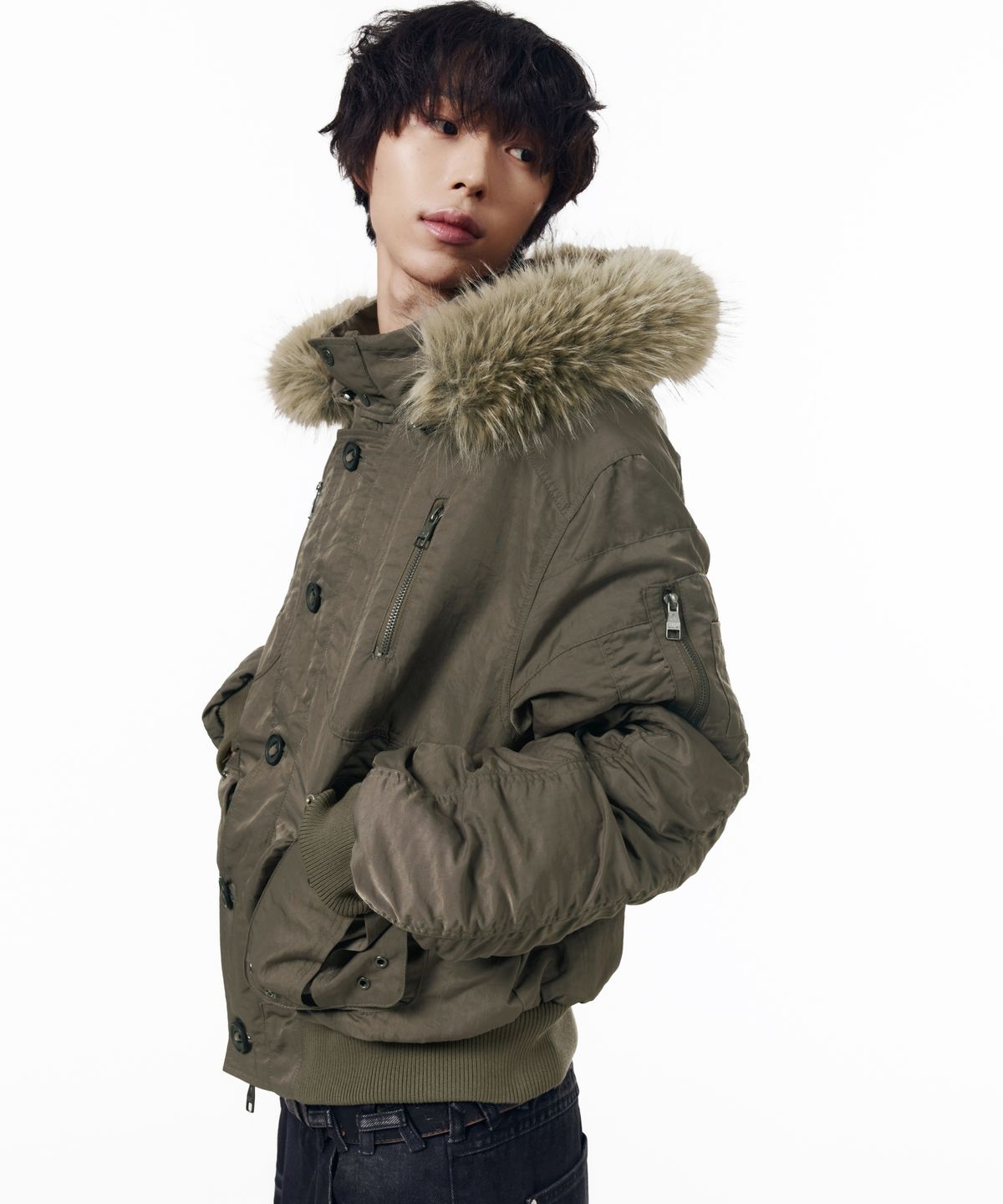 아캄(AAKAM) N2B Shirring Fur Jacket (Taupe)