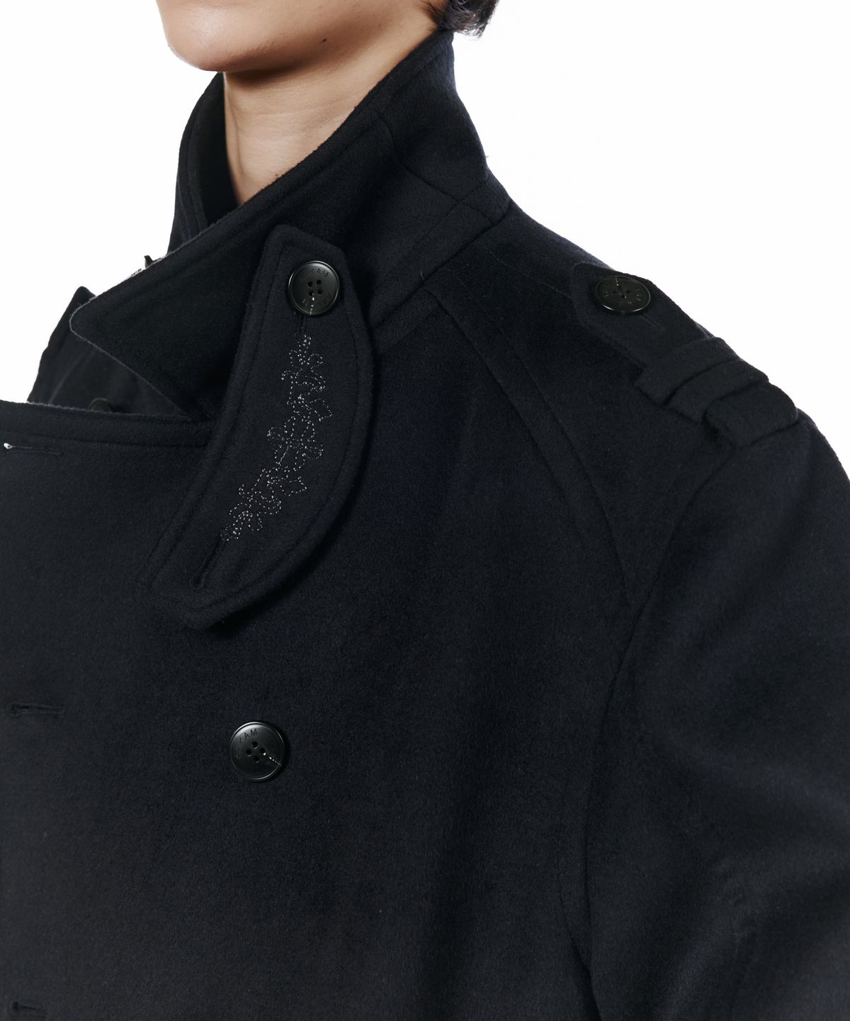 아캄(AAKAM) High-Neck Double Peacoat (Dark Navy)