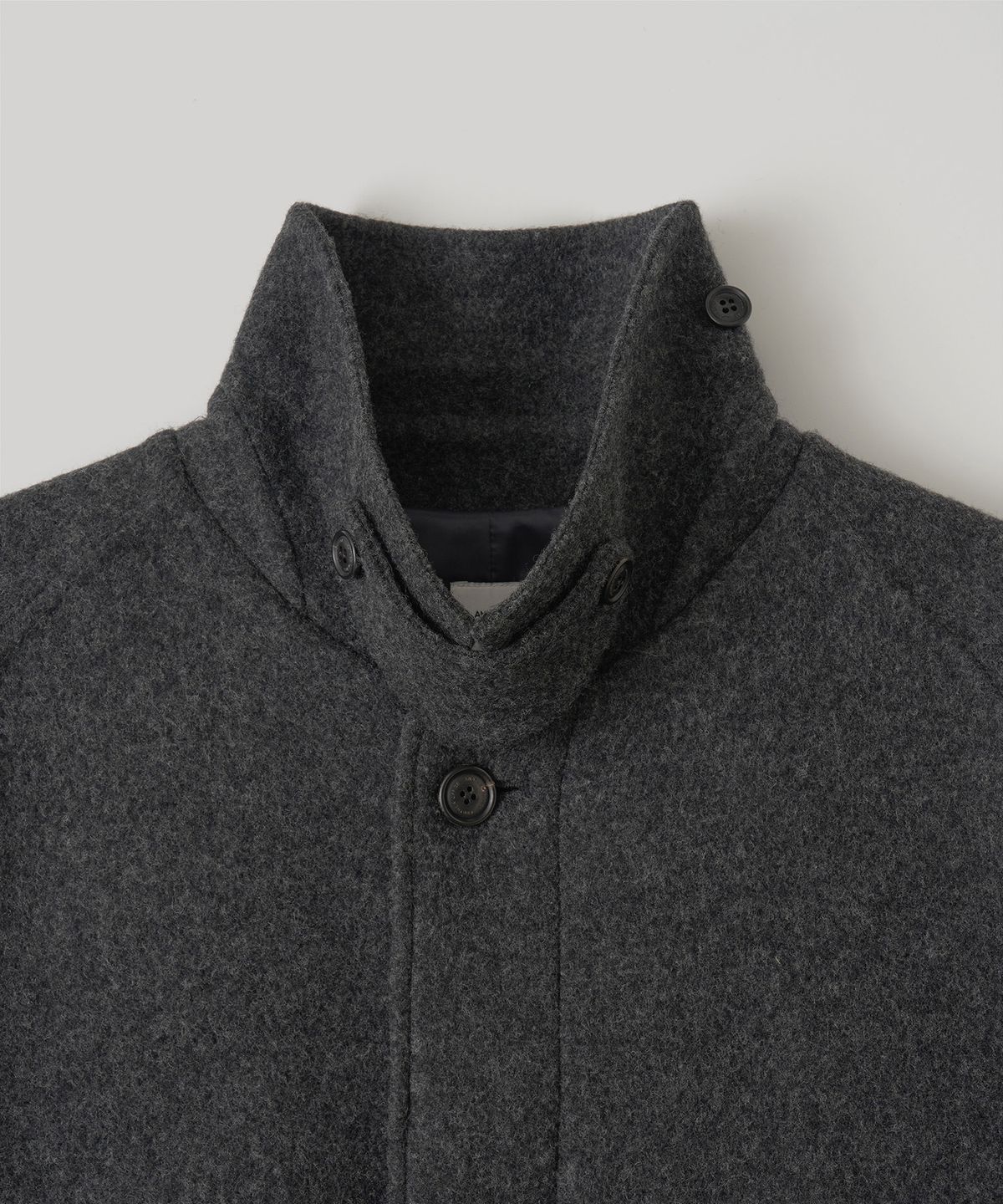 어나더 오피스(ANOTHER OFFICE) Voyager Handmade Half Balmacaan Coat (Heather Charcoal)