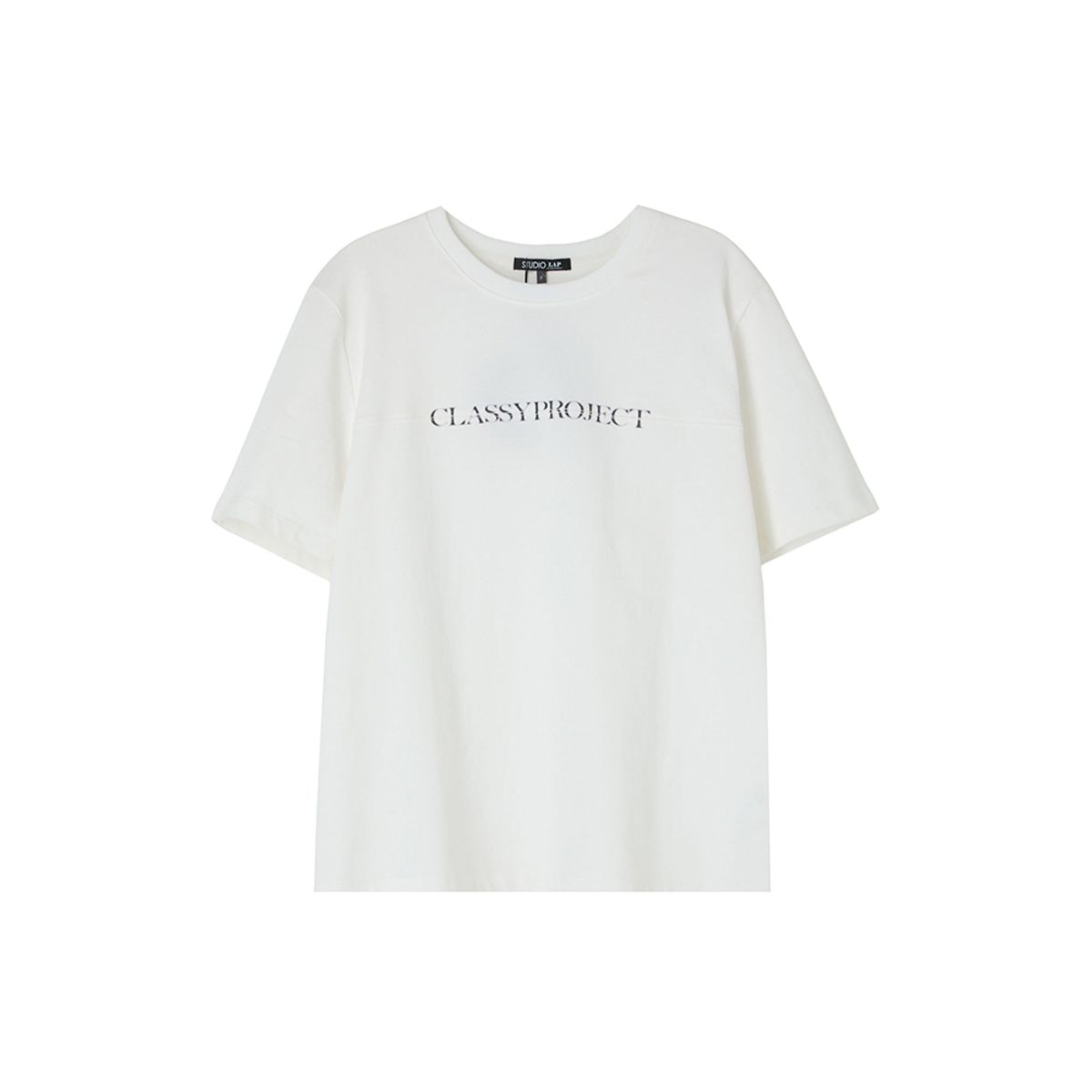 랩(LAP) 절개 레터링 반팔 티셔츠 AS3CT860