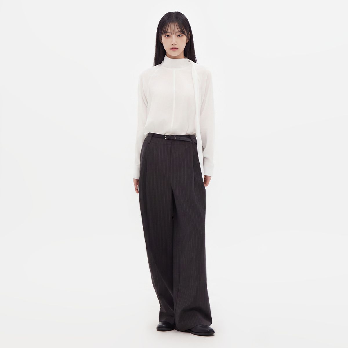 랩(LAP) 투턱 와이드 롱 슬랙스 팬츠 AS3WP863