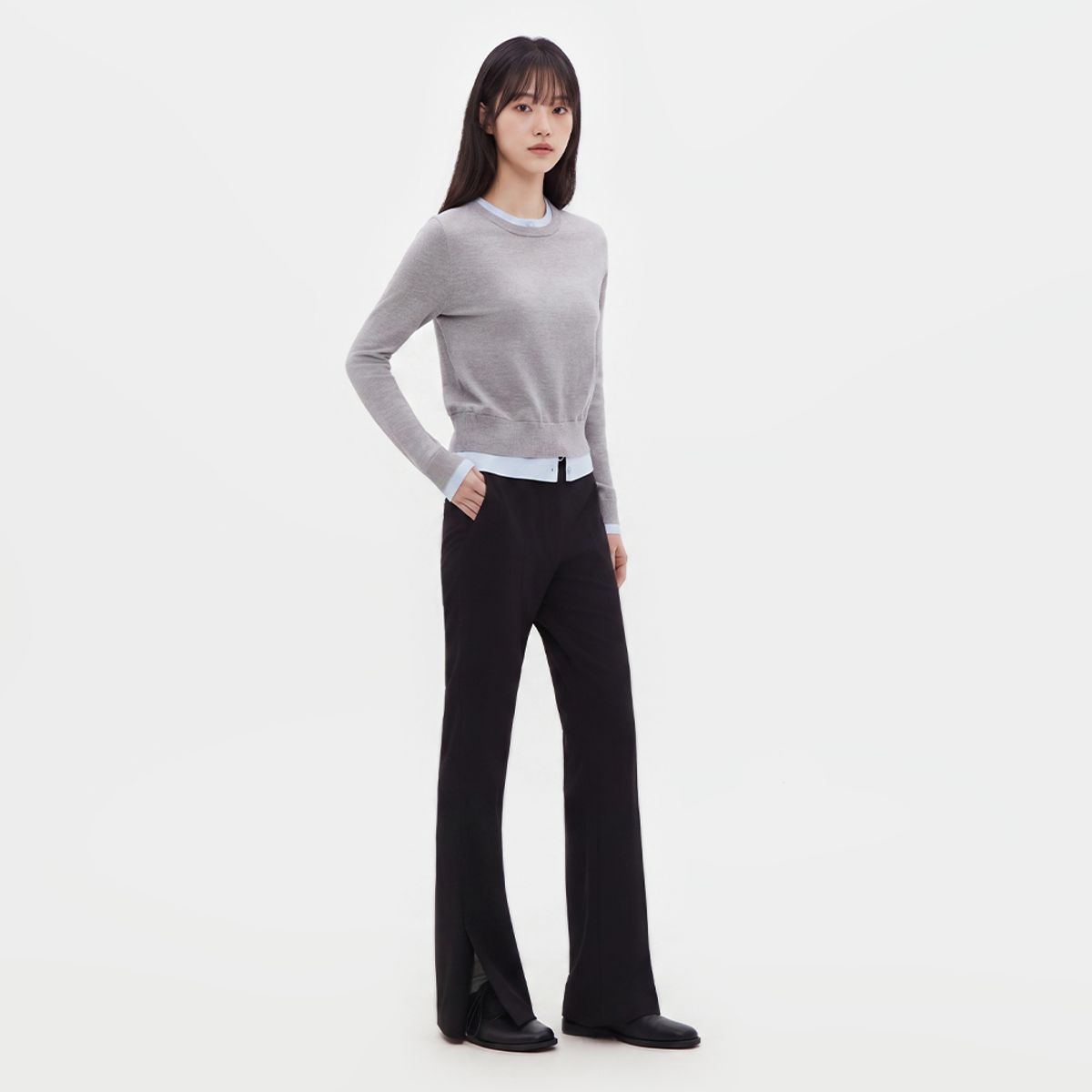 랩(LAP) 슬림 부츠컷 레직기 롱슬랙스 AS3WP864