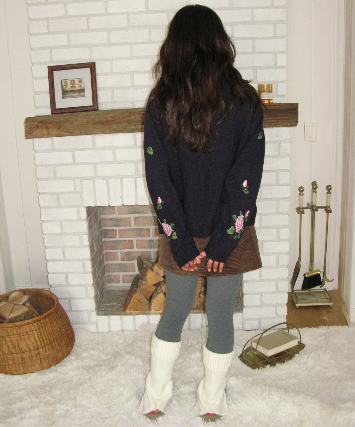 론론(RONRON) ROSE POINT ROUND CARDIGAN NAVY
