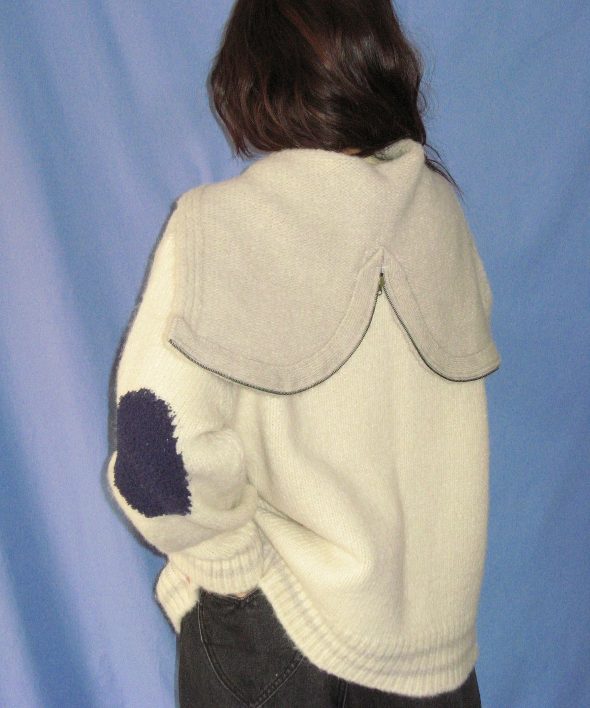론론(RONRON) ELBOW POINT SAILOR KNIT ZIP UP IVORY
