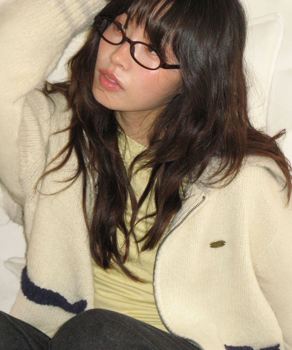 론론(RONRON) ELBOW POINT SAILOR KNIT ZIP UP IVORY