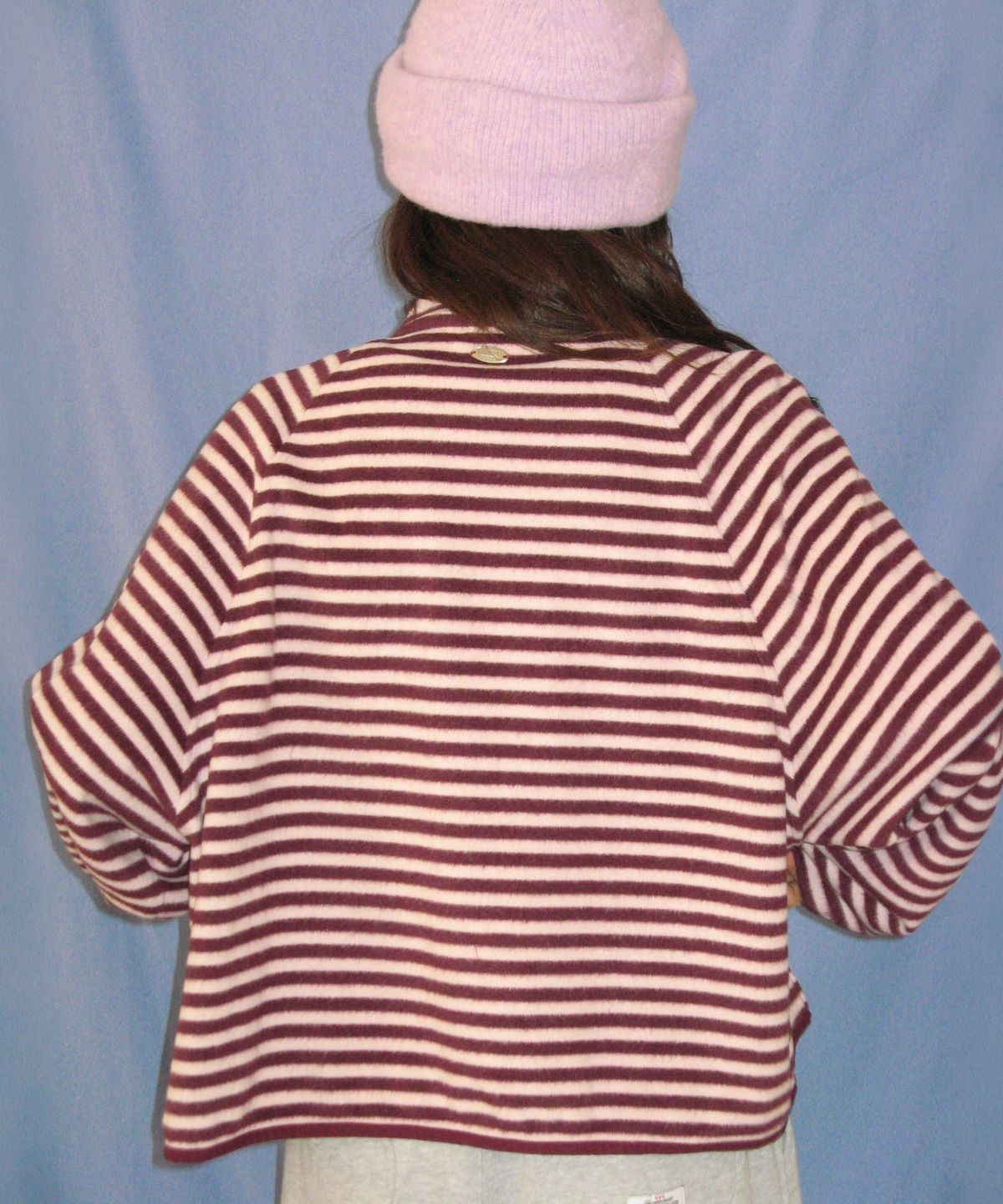 론론(RONRON) HIGH NECK SNAP FLEECE JUMPER PURPLE STRIPE