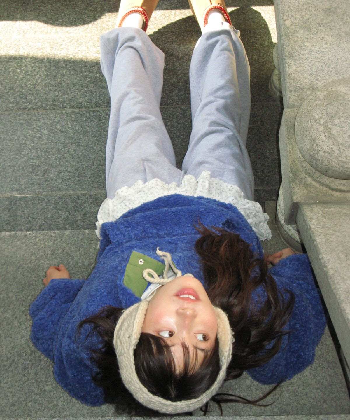 론론(RONRON) HIGH NECK HALF SNAP FLEECE ANORAK BLUE