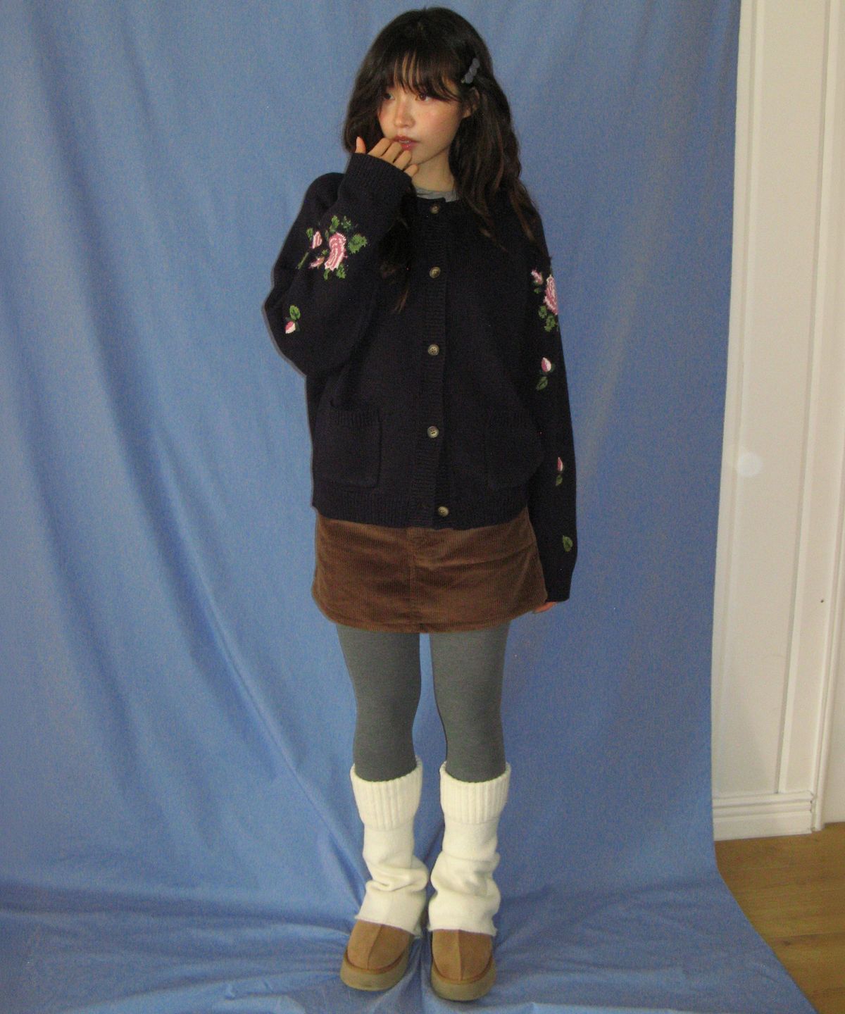 론론(RONRON) FOLDING KNIT LEG WARMERS IVORY