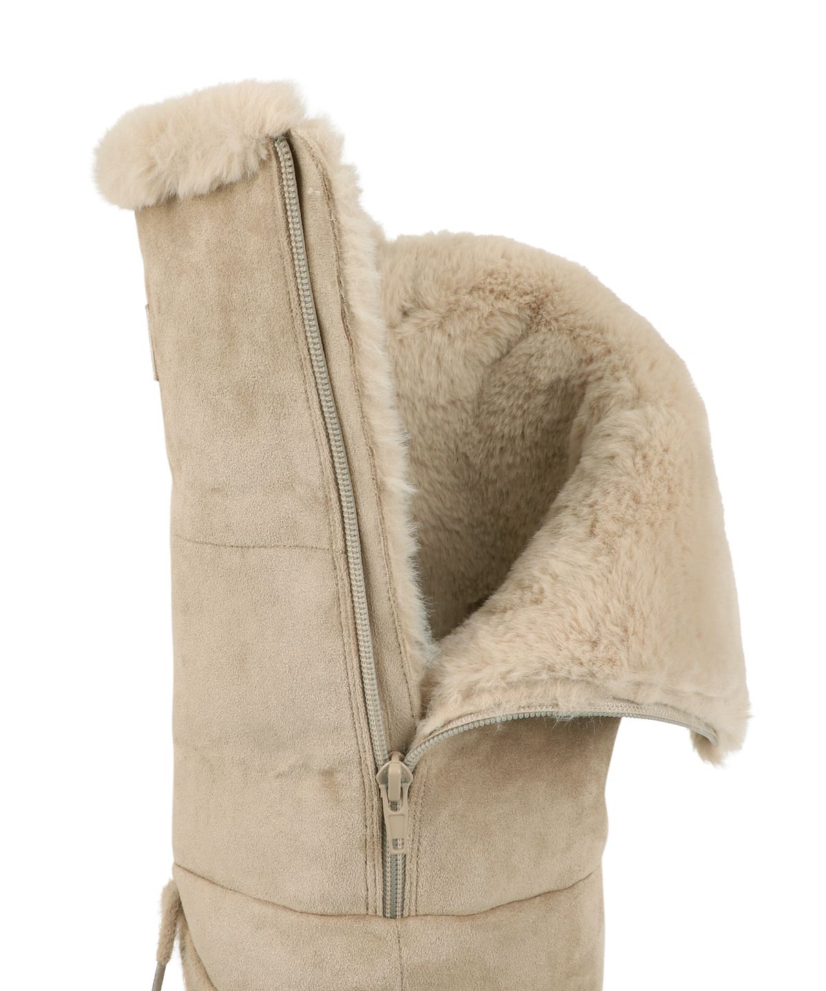오호스(OJOS) Asym Shearling Wedge Boot / Beige