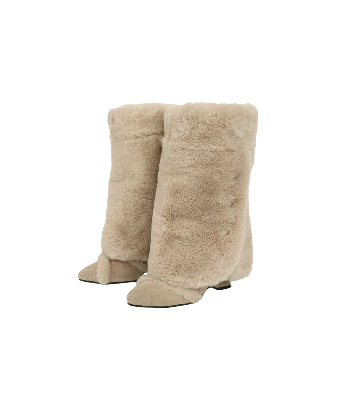 오호스(OJOS) Asym Shearling Wedge Boot / Beige