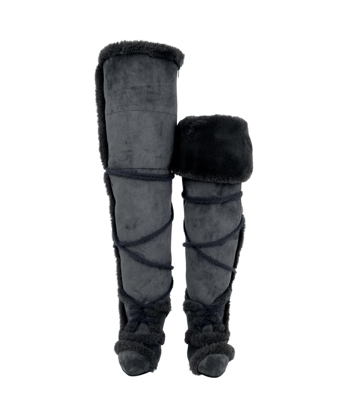 오호스(OJOS) Asym Shearling Wedge Boot / Charcoal