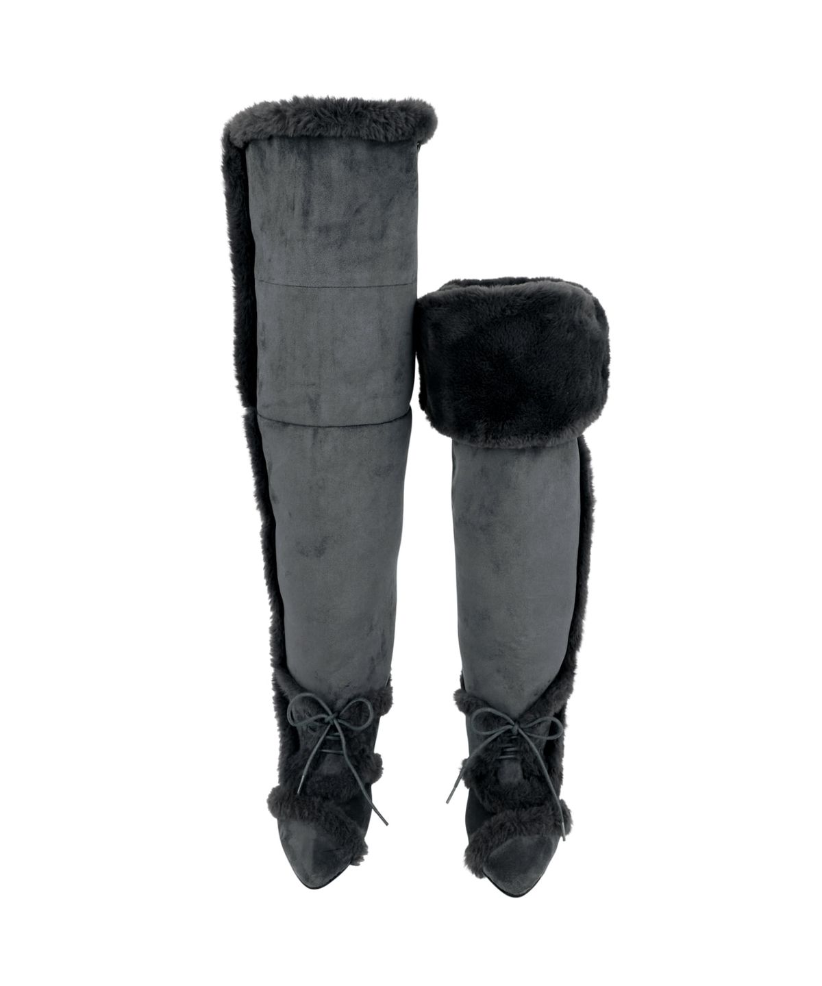 오호스(OJOS) Asym Shearling Wedge Boot / Charcoal