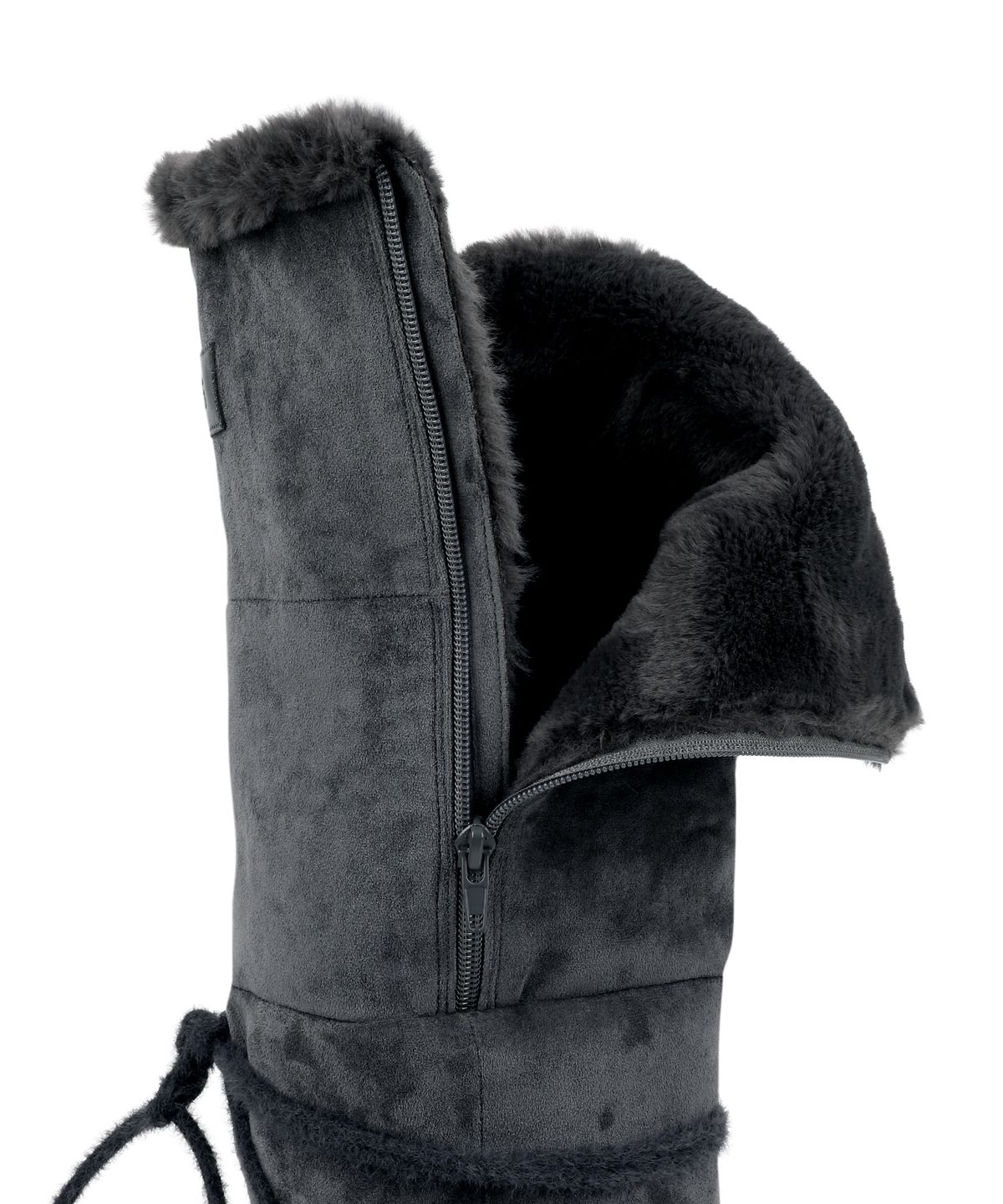 오호스(OJOS) Asym Shearling Wedge Boot / Charcoal