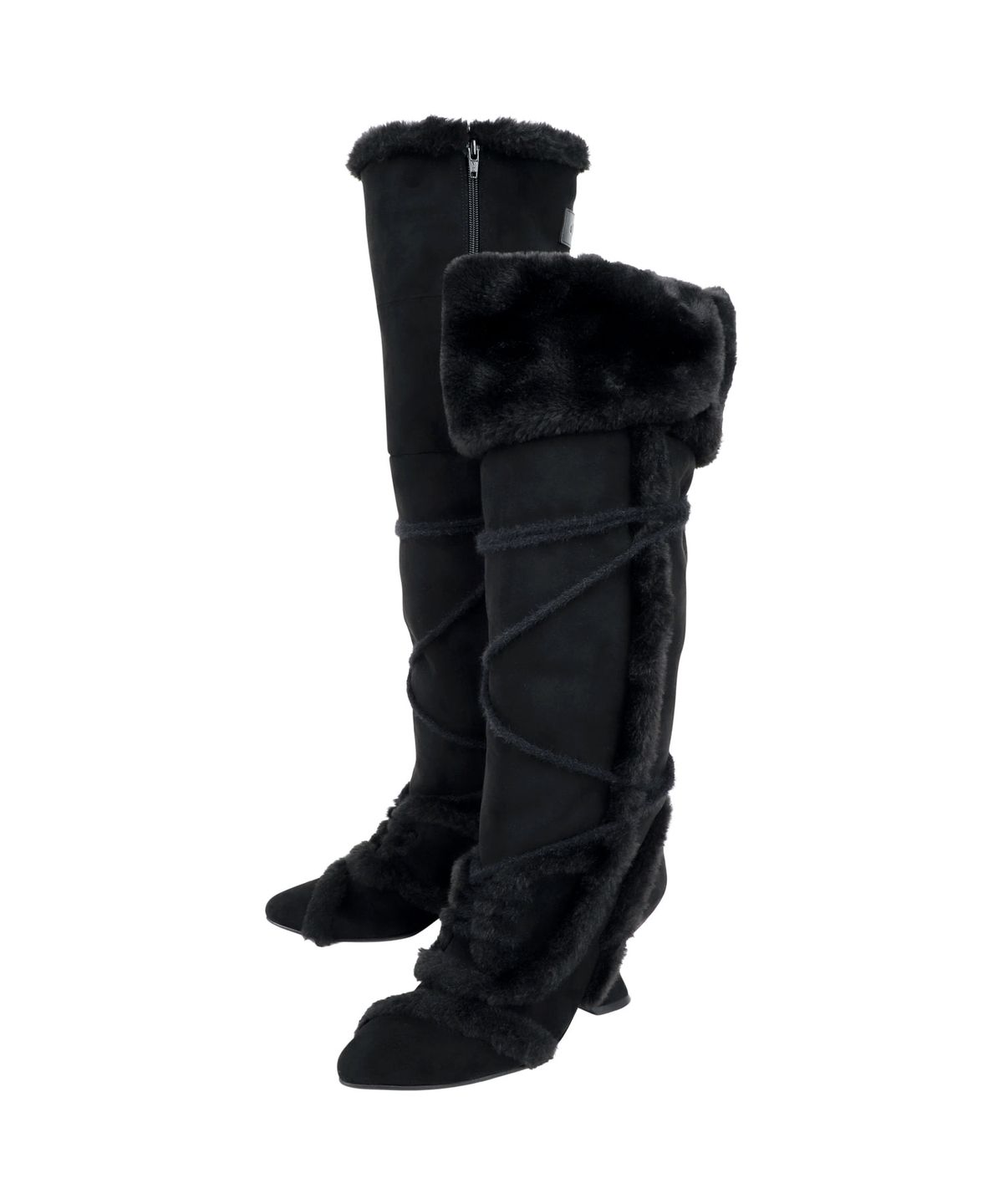 오호스(OJOS) Asym Shearling Wedge Boot / Black